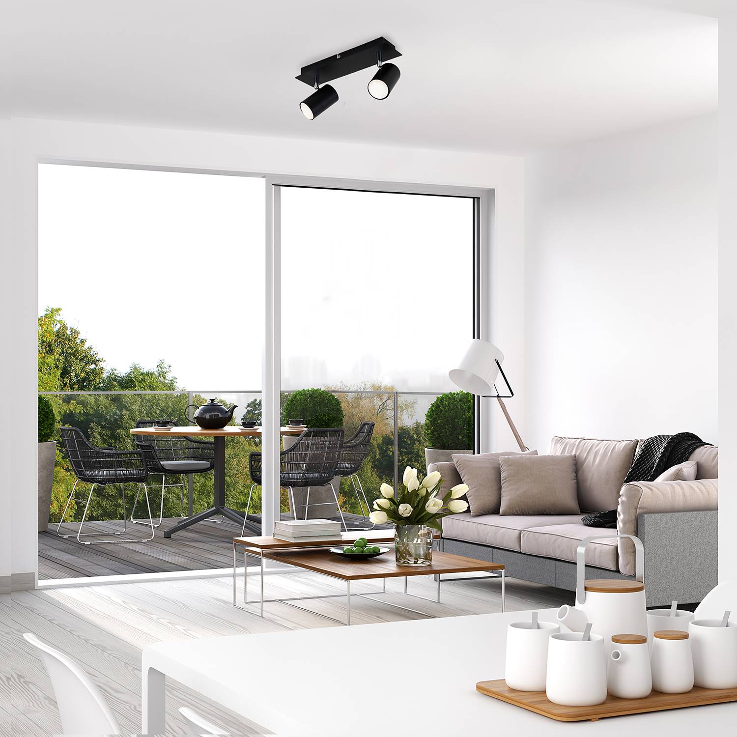 2-Flame Ceiling Lamp Run Iron