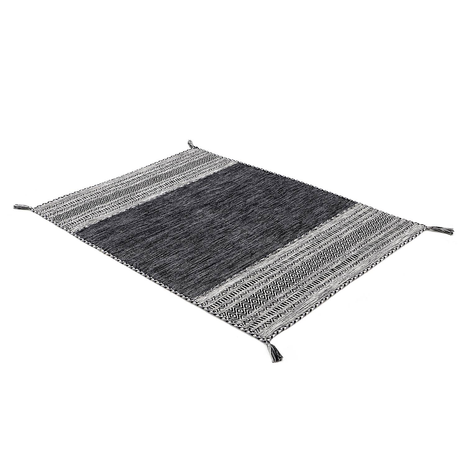 Flachgewebeteppich Kelim Azizi Baumwolle Schwarz 80 x 150 cm
