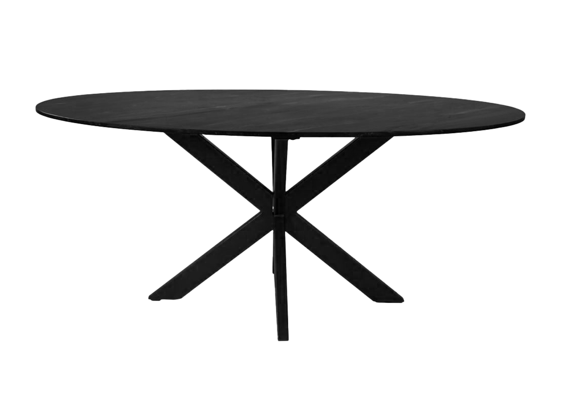 Ovaler Esstisch Marmor Metall Schwarz