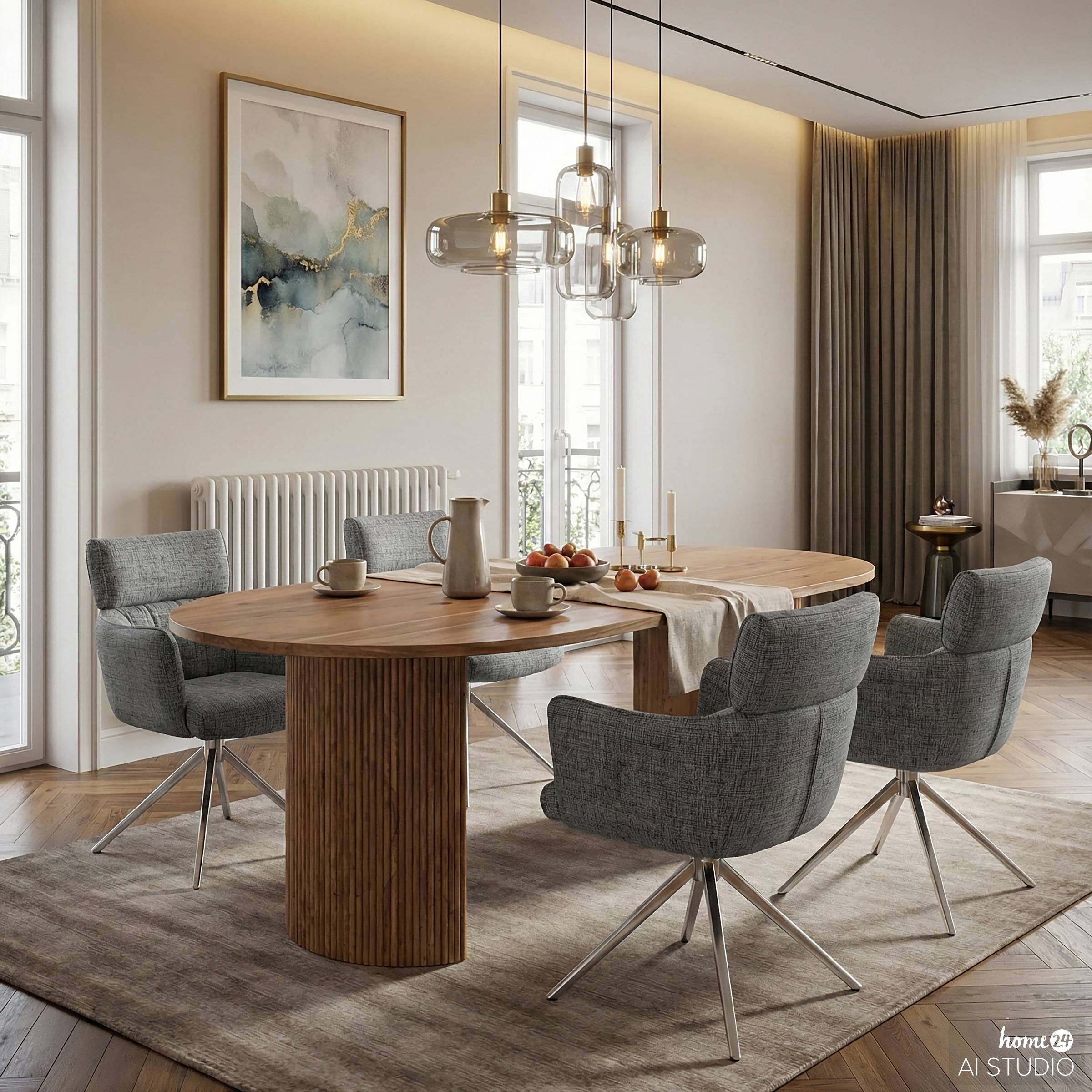 2x Drehbarer Armlehnenstuhl IMMAH Grau