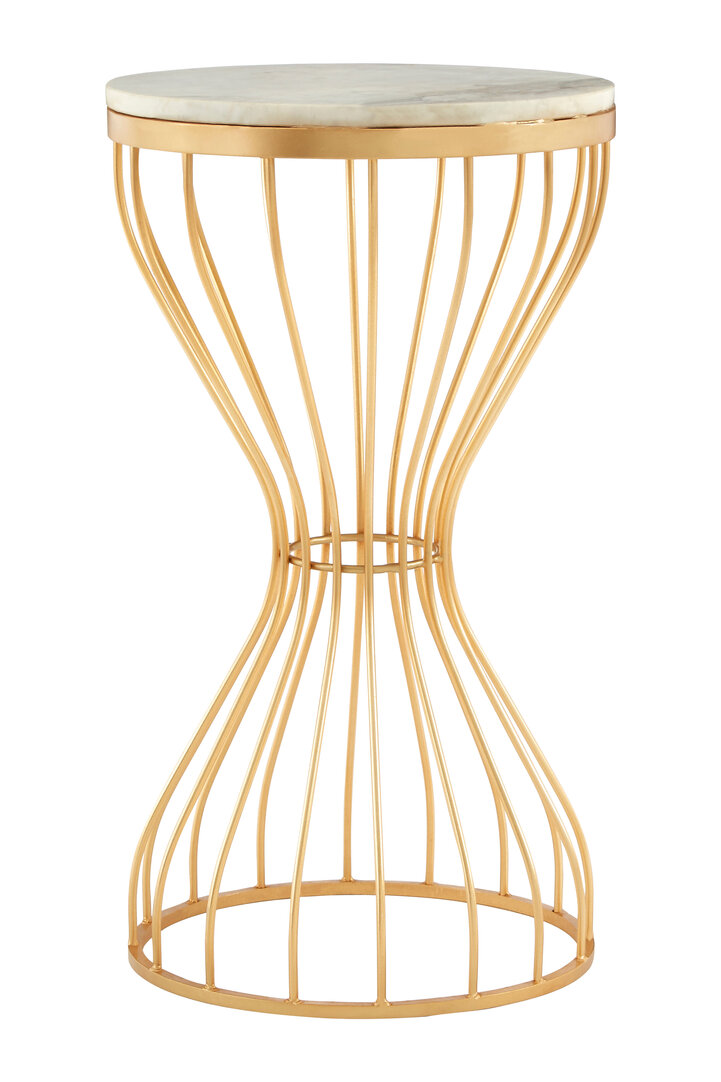 Templar Beistelltisch Marmor Weiß Gold