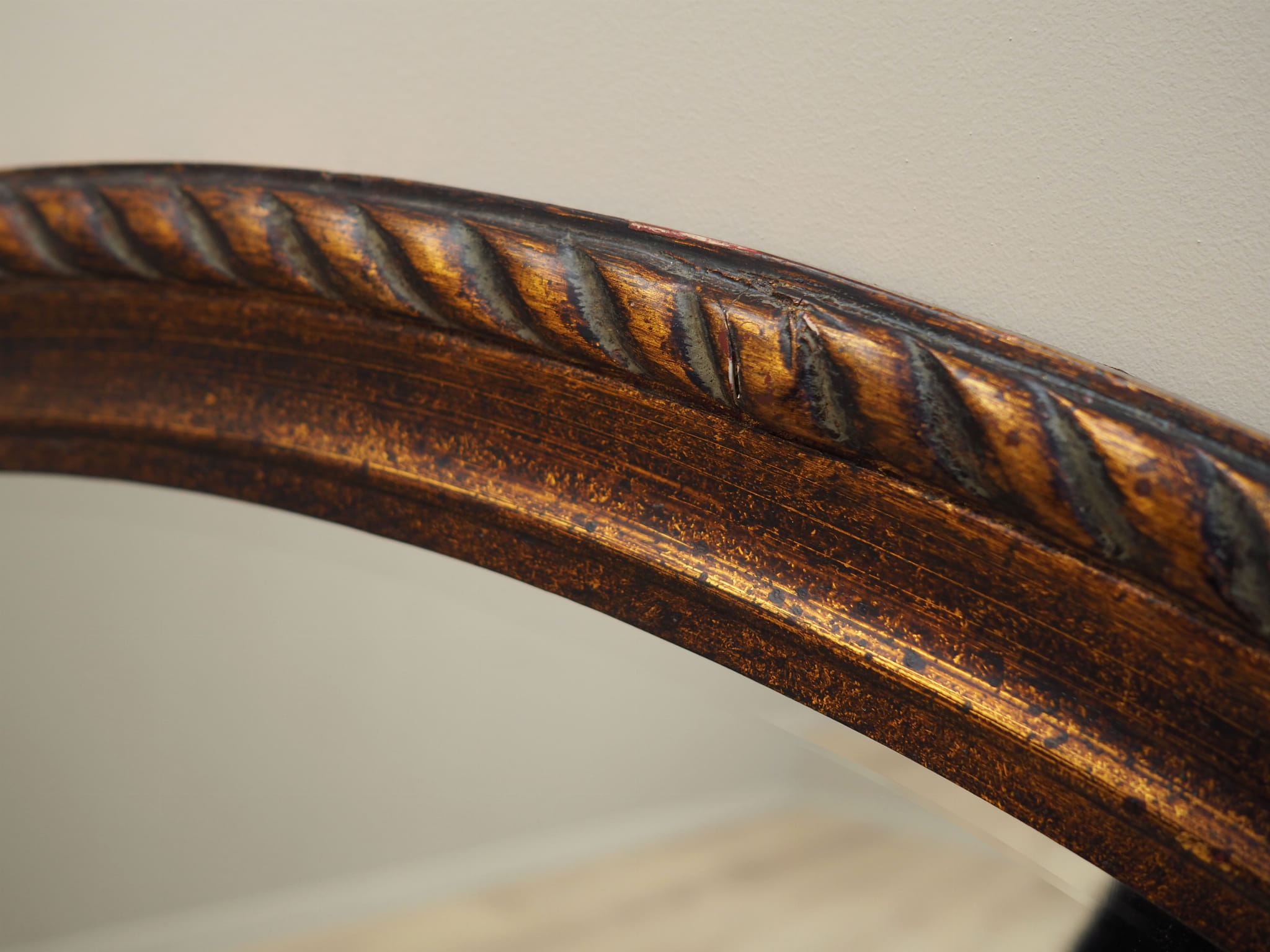 Specchio vintage cornice in legno marrone anni '60