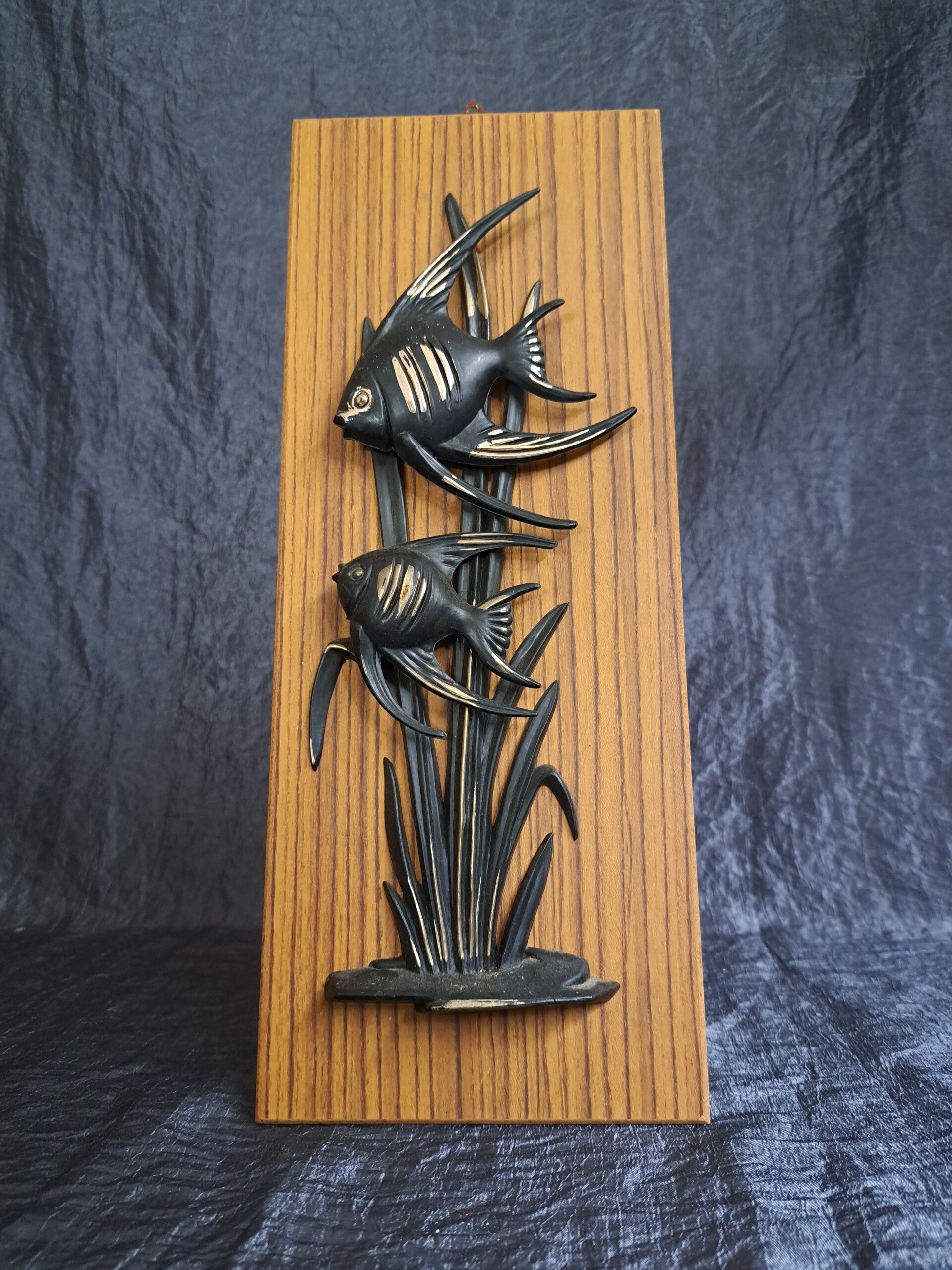 Vintage Wanddekoration Holz Kunststoff Schwarz 1960er Jahre