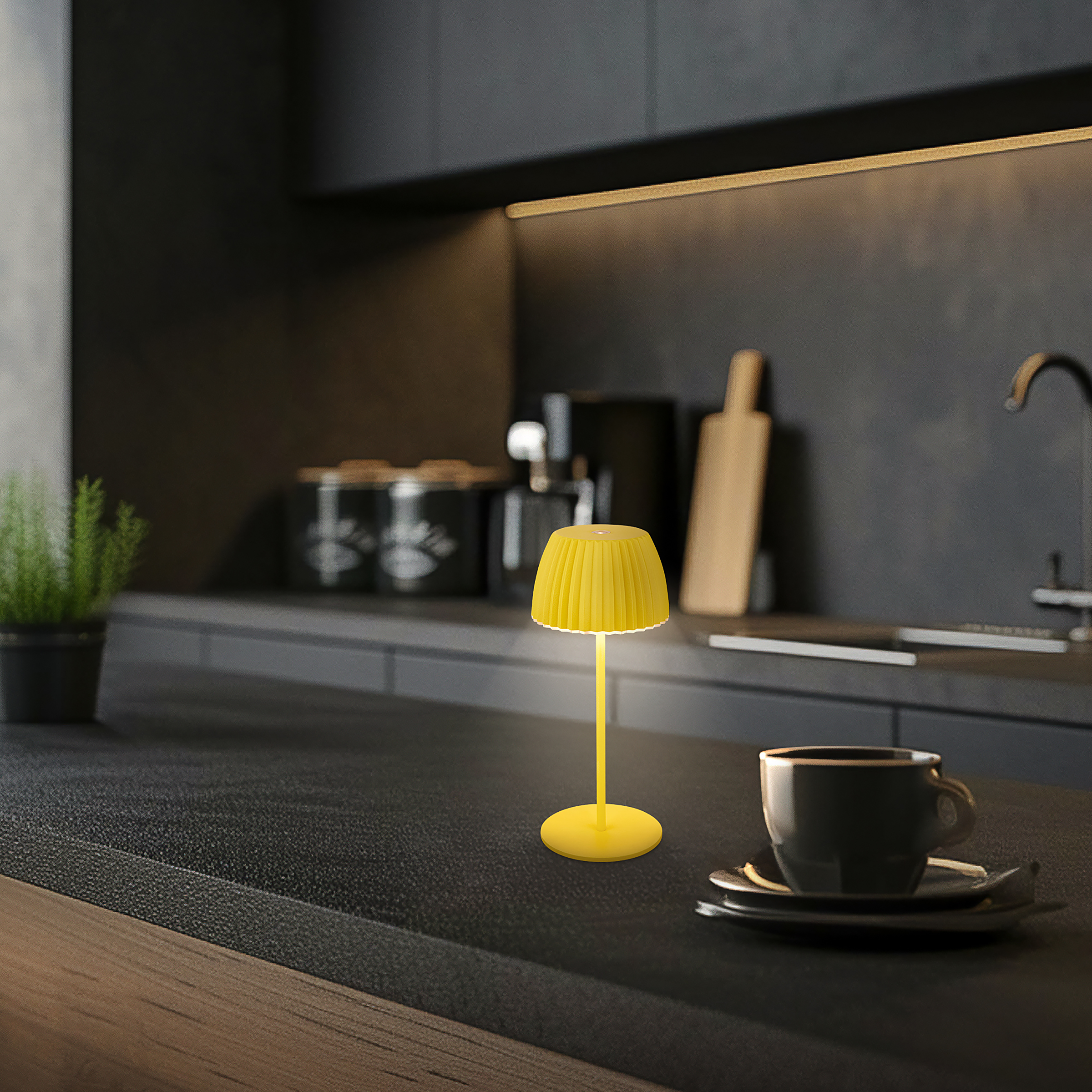 Riffle Type A Cordless Table Lamp Aluminum Yellow