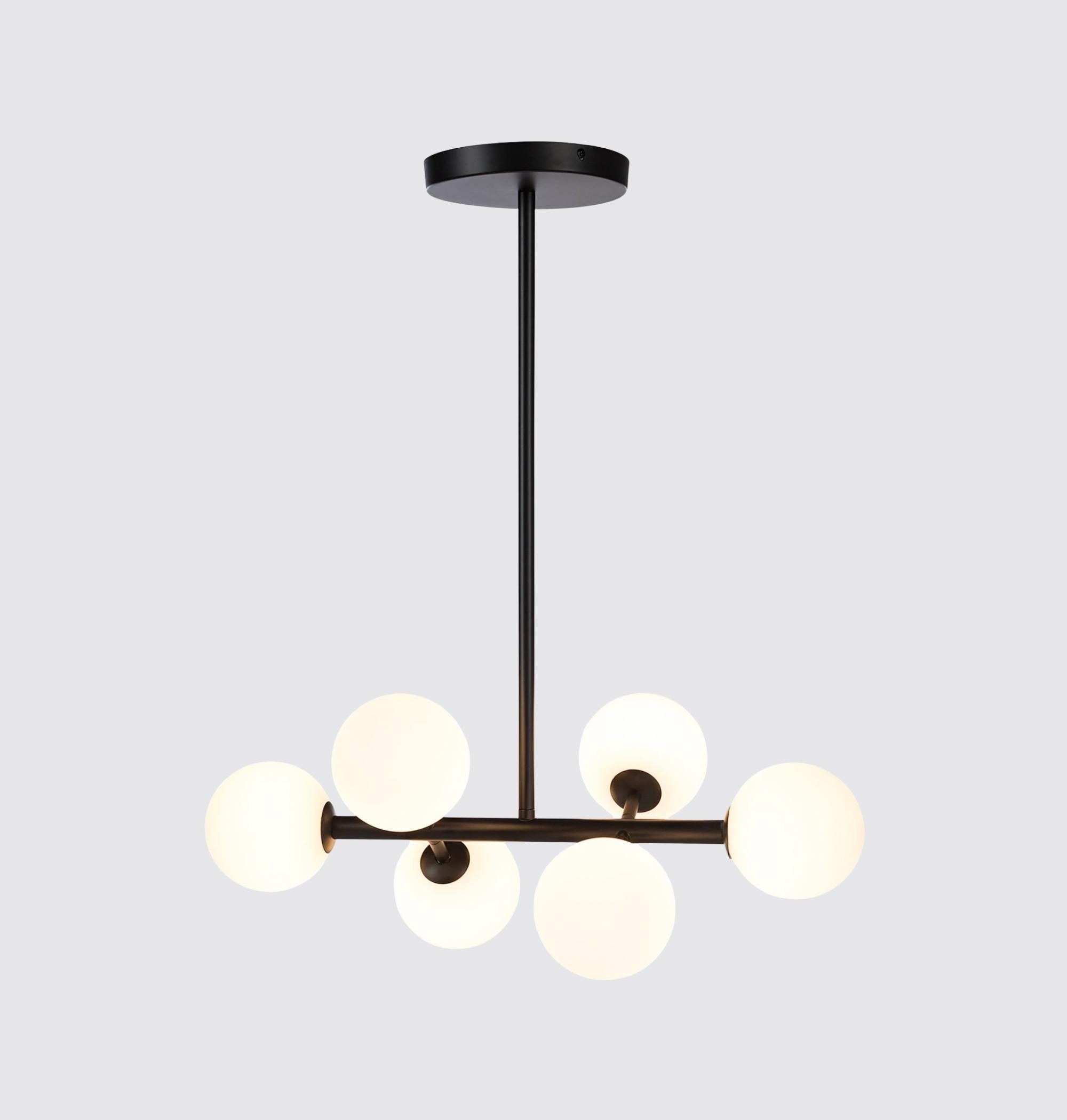 Ball lamp iron 6 glass lamps each 12cm diameter