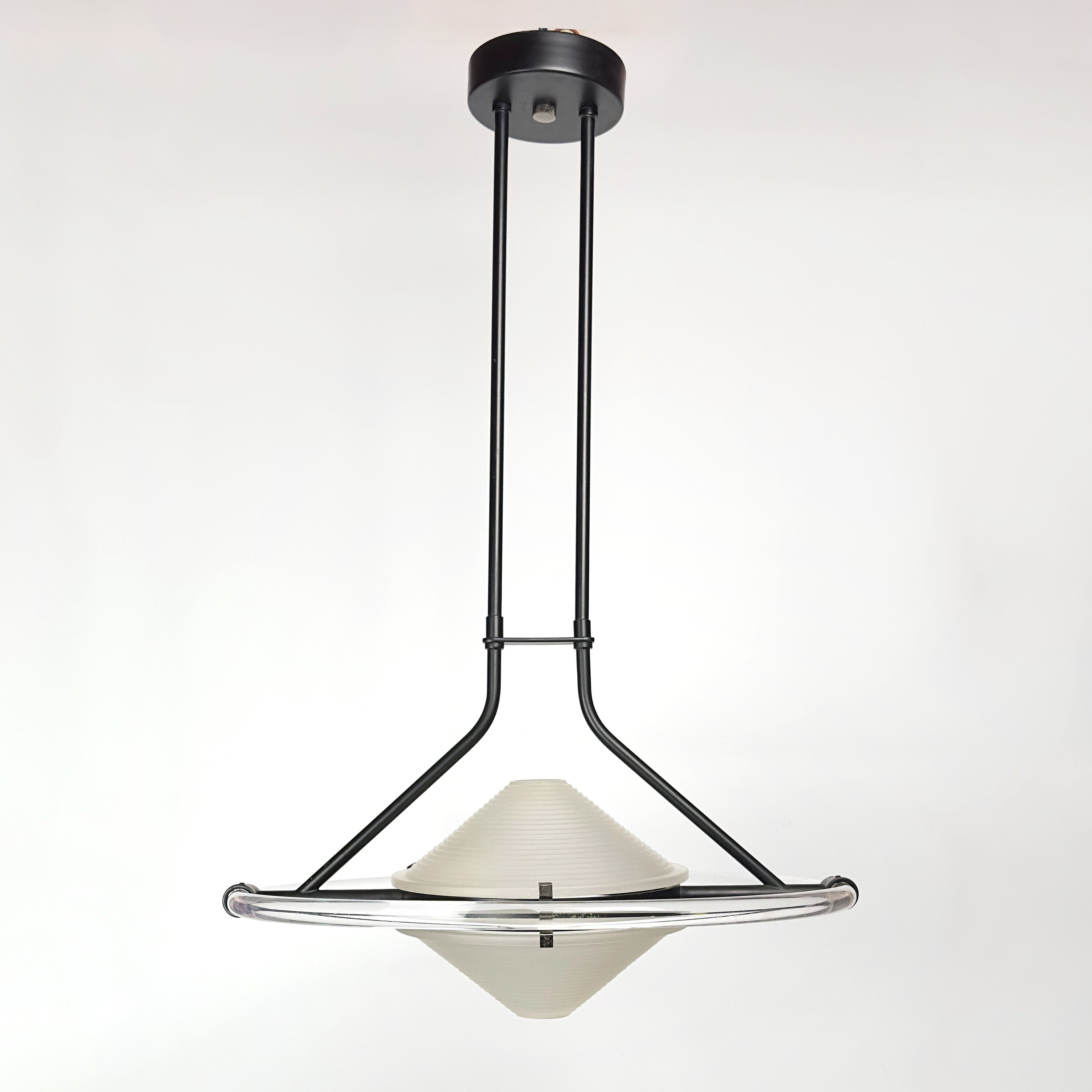 Deckenlampe Milchglas Plexiglas 1980er Jahre