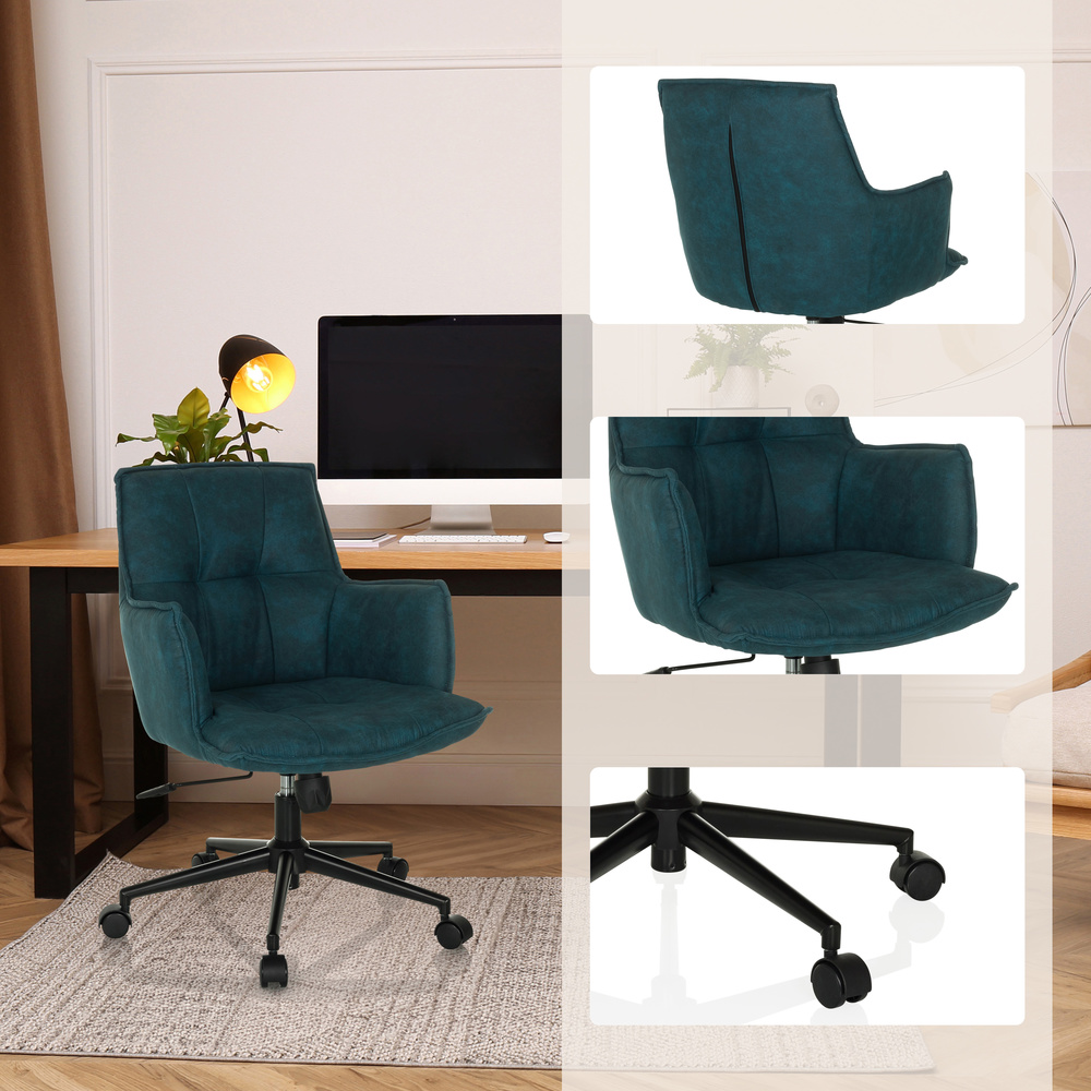 SOLAO LIFE Office Chair Swivel Fabric Dark Blue