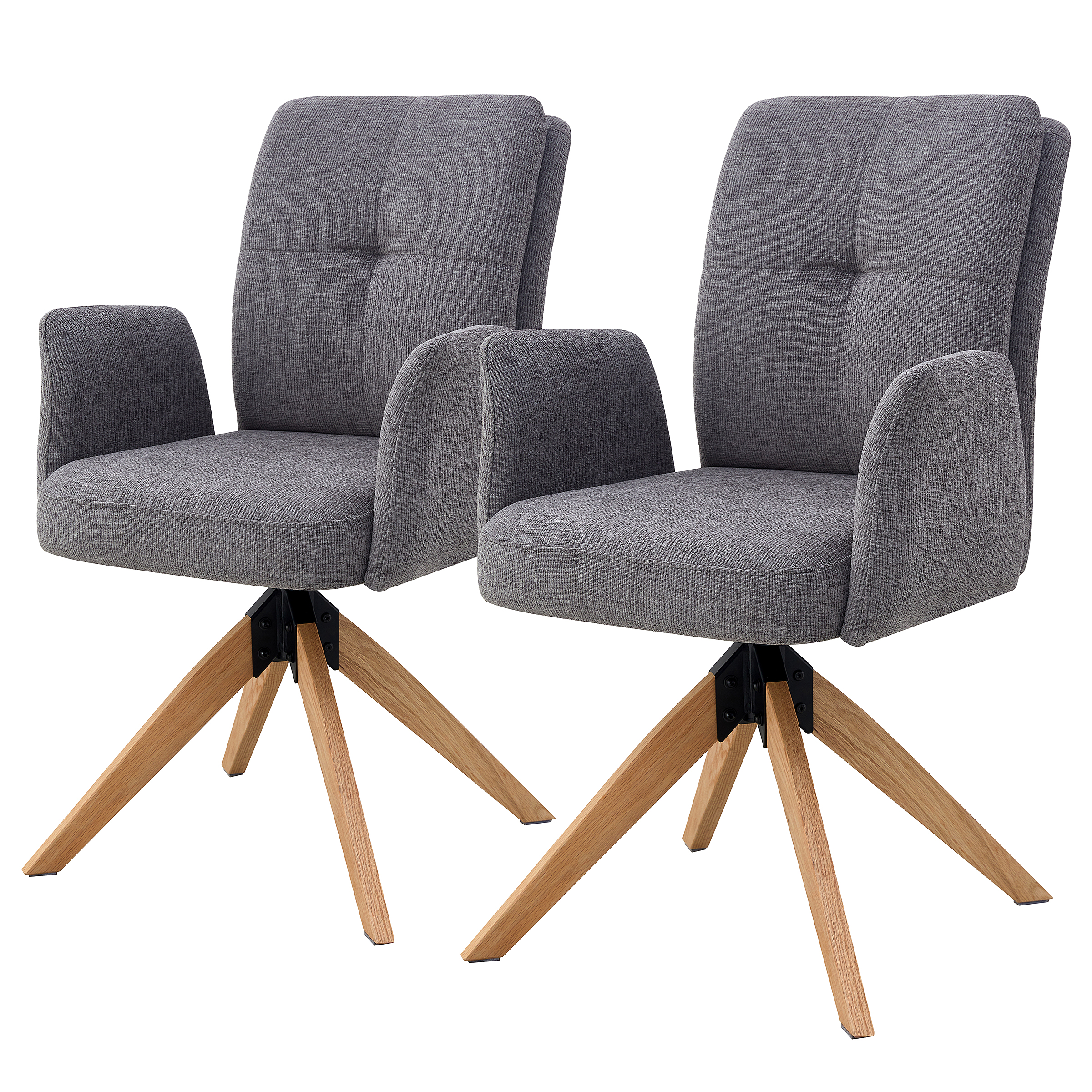 MULUT Set di 2 sedie con braccioli girevoli antracite