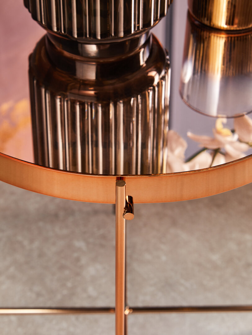 Allure Silberner Spiegelglas Runder Beistelltisch
