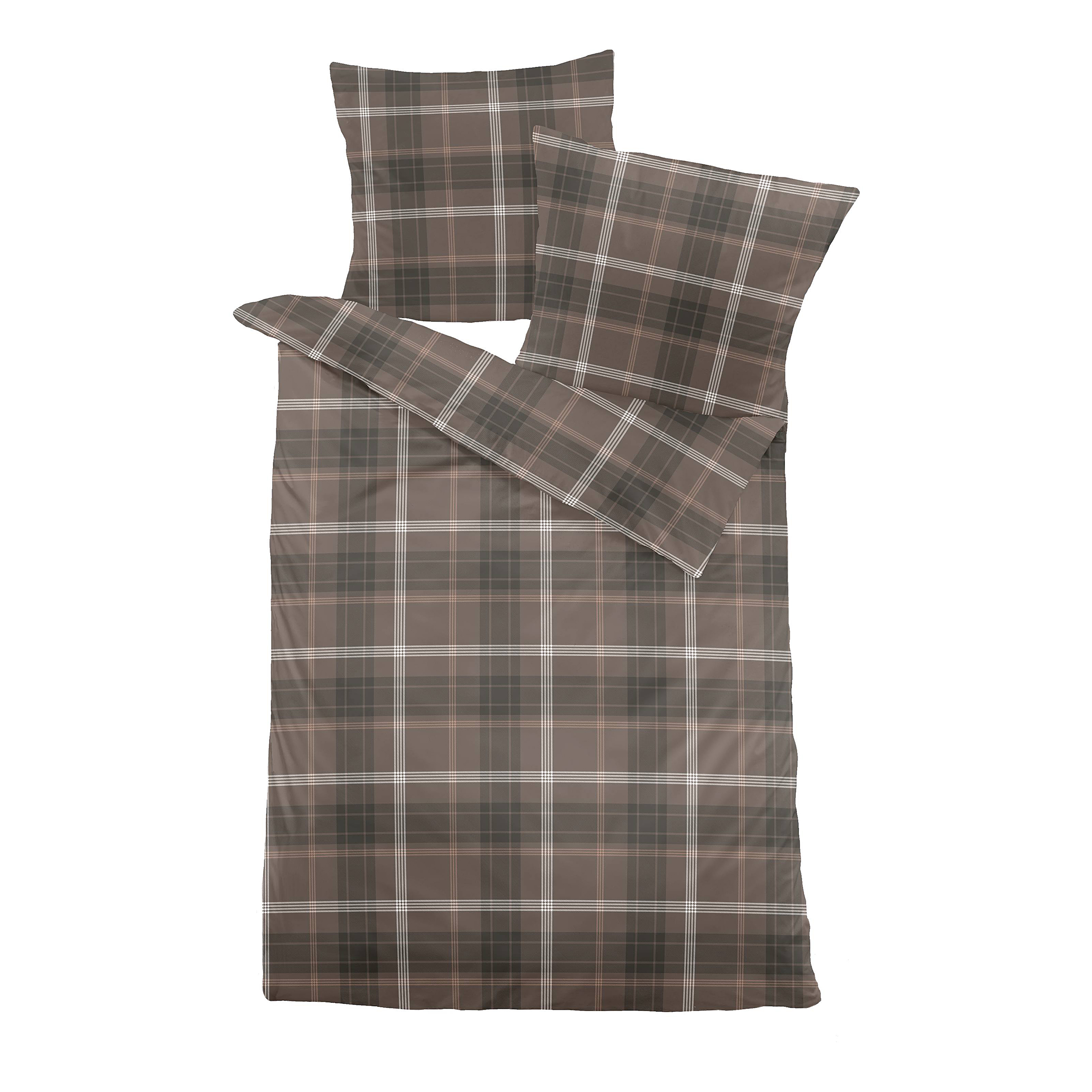 Pucto Bettwäsche Edelbiber Braun 135x200cm Kissen 80x80cm