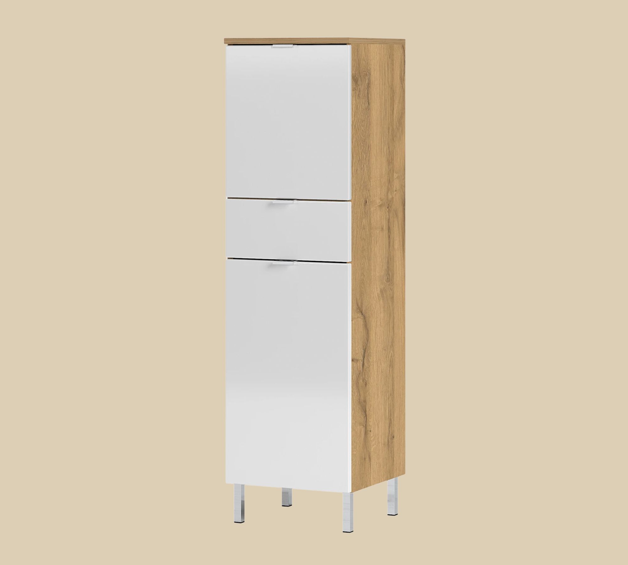 Midischrank Eichendekor Weiß