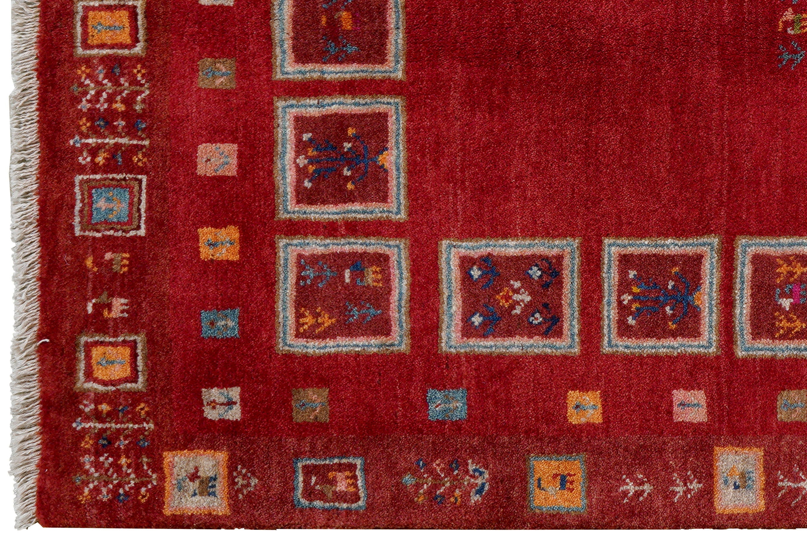 Rizbaf Gabbeh-Teppich Wolle Rot