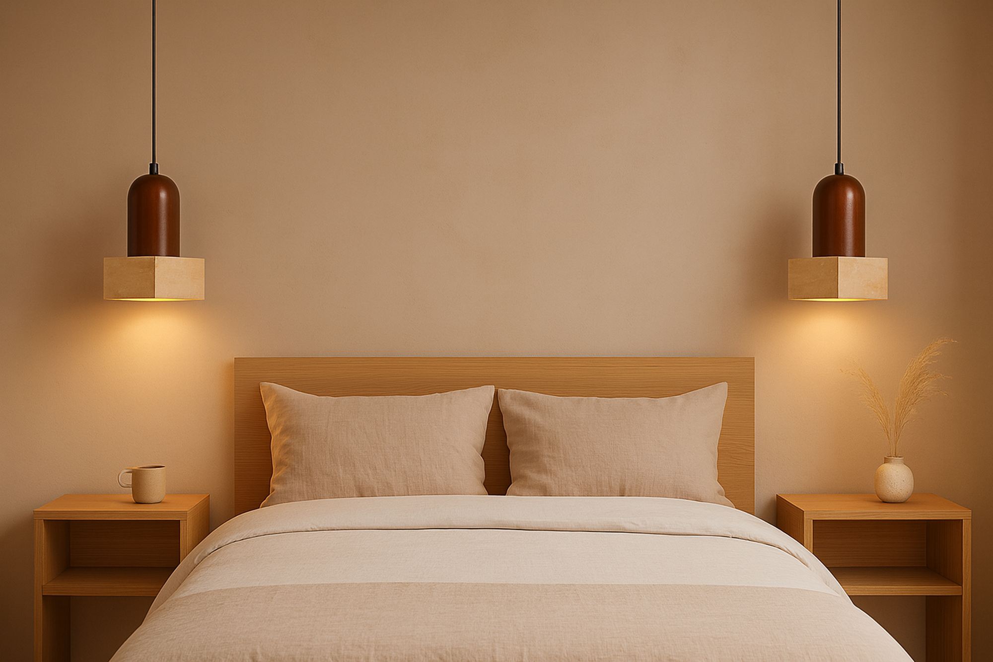 Suala Lampada a sospensione Legno di noce Travertino Marrone