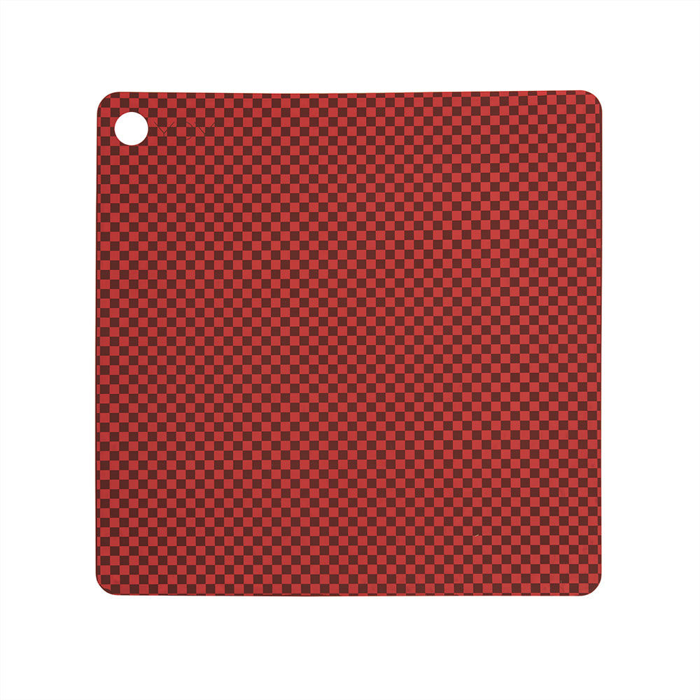 2x Checker Tischset Silikon Rot