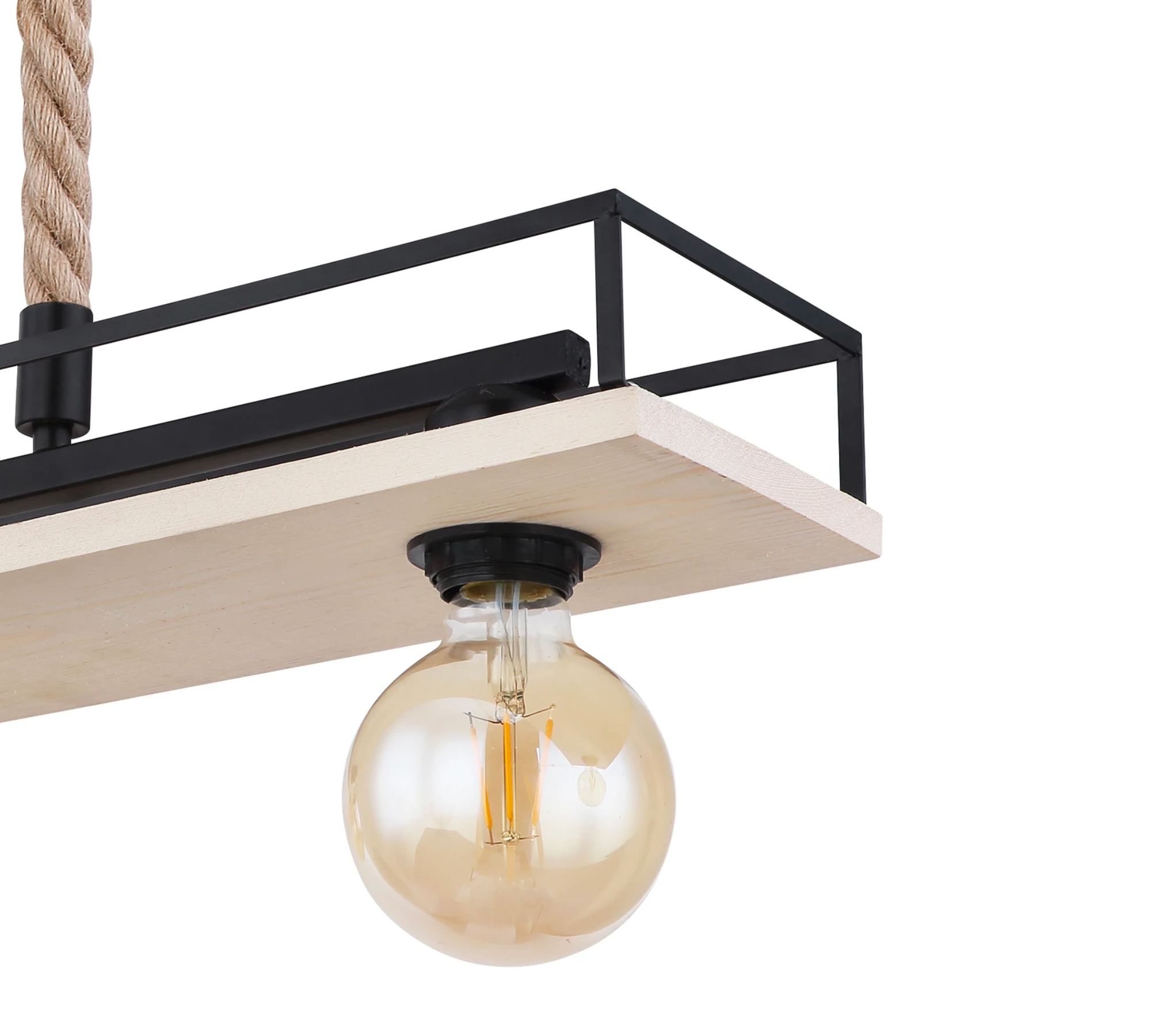 Pendelleuchte Holz Metall Beige Schwarz