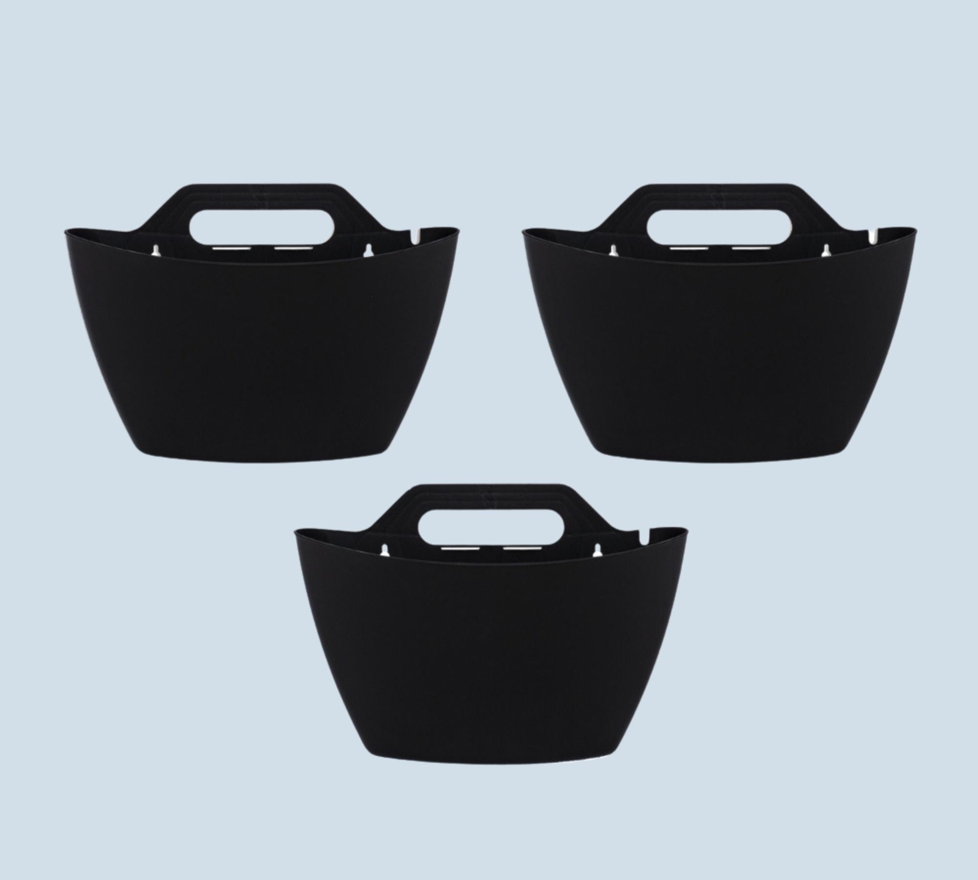 3x Wall Flower Pot Black