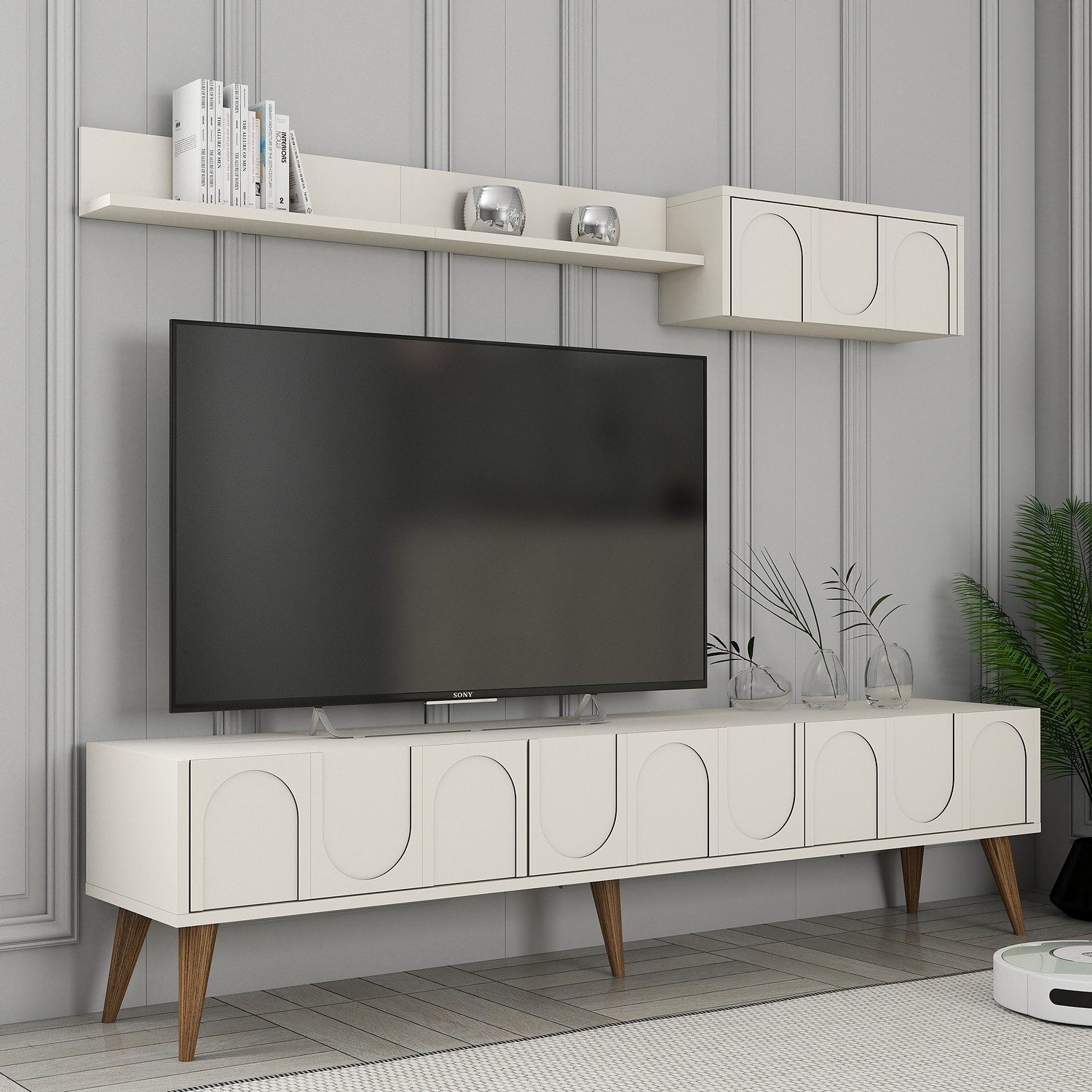 Lyon 2 TV cabinet wood veneer cream