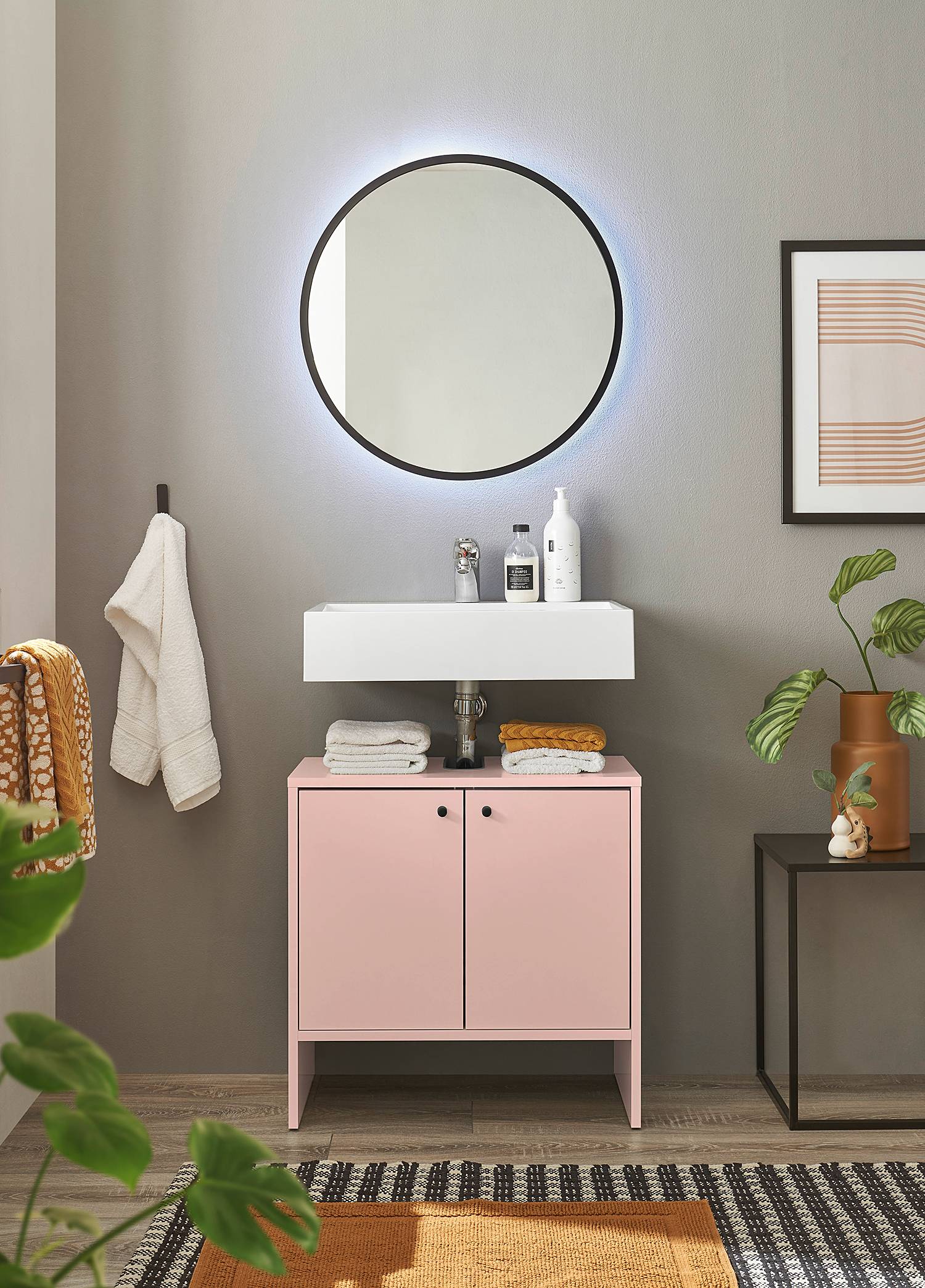 Stoshino Waschbeckenunterschrank  Hellrosa