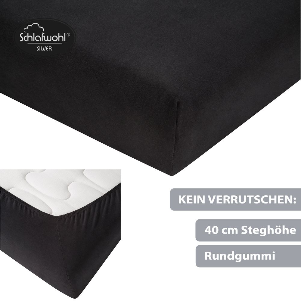 Spannleintuch für Boxspringbett aus Baumwolle Schwarz