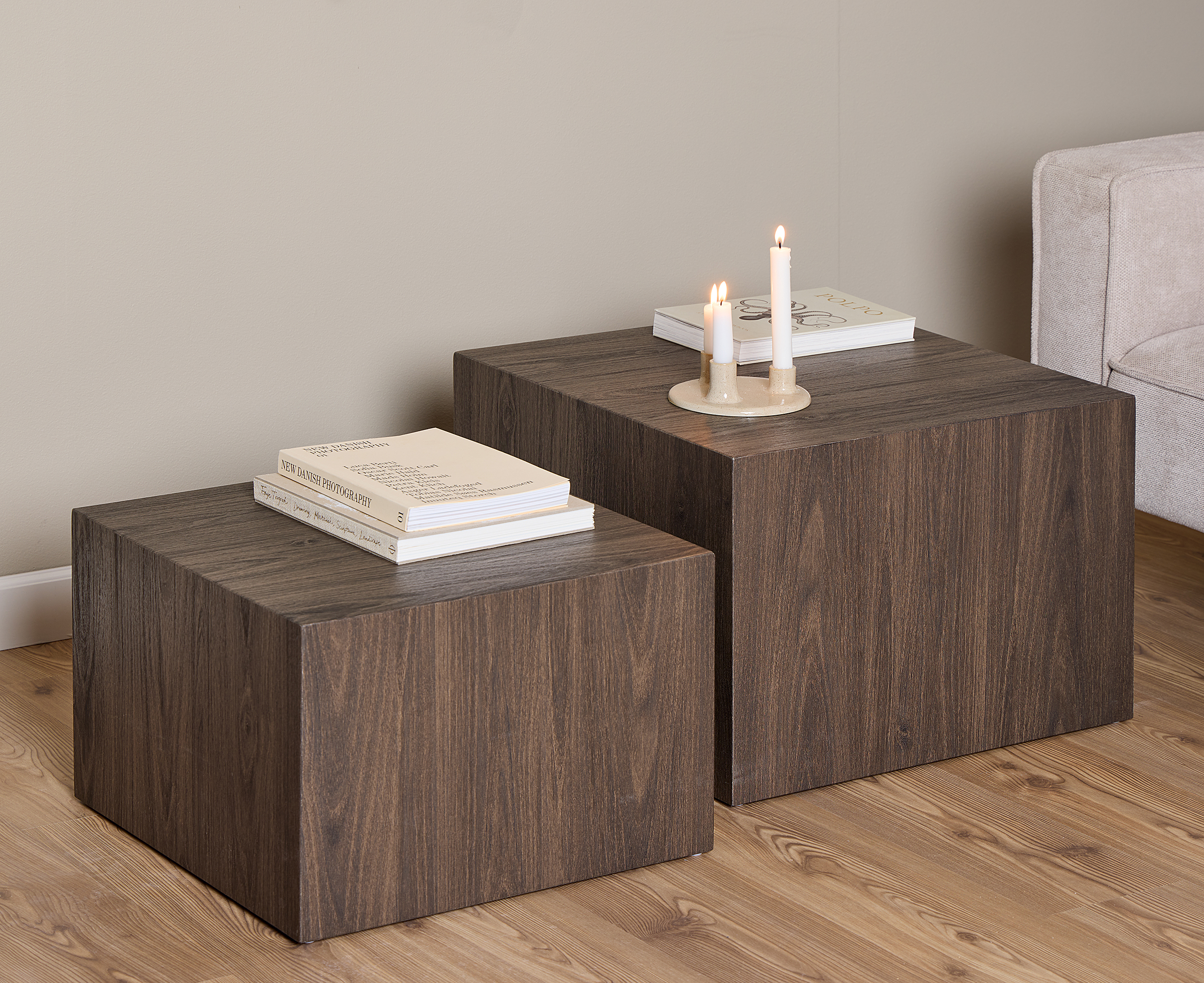 Coffee Table Sukatari Set of 2 Dark Oak Decor
