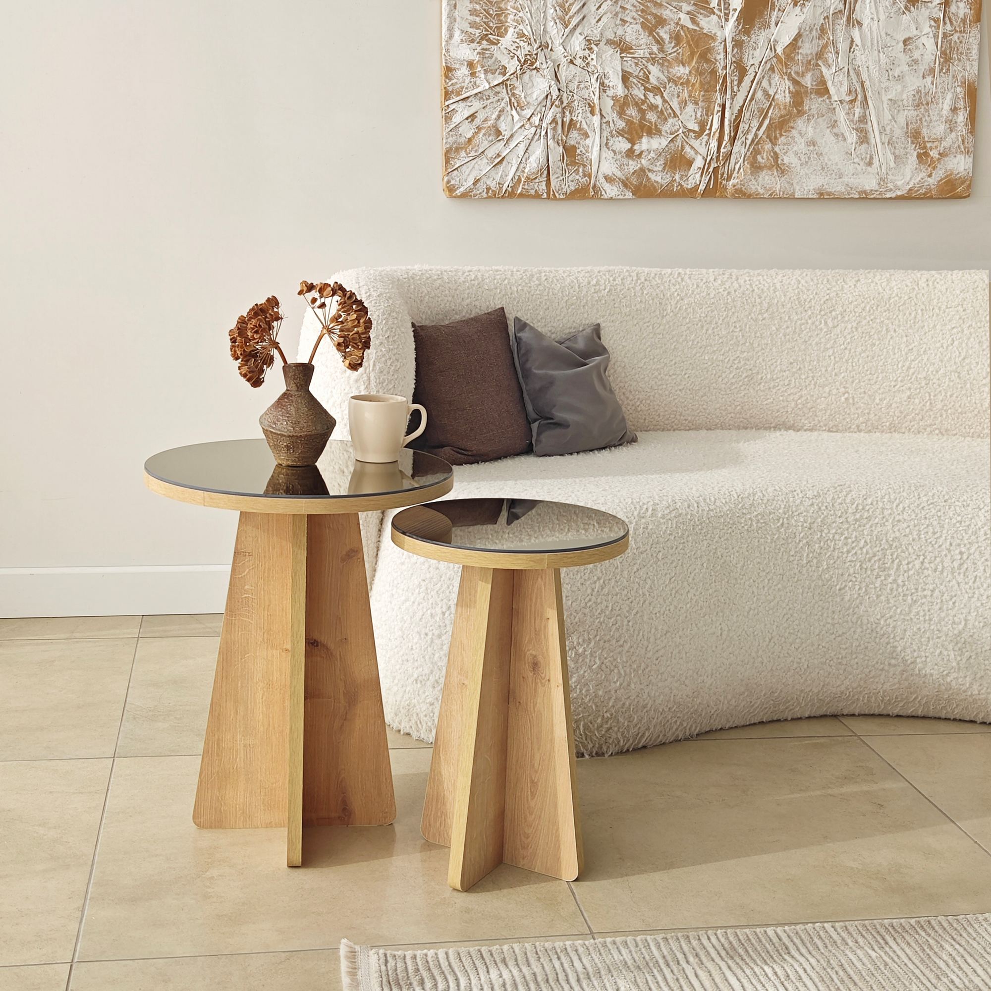 Luna 2 Side Table Set of 2 Sapphire Oak