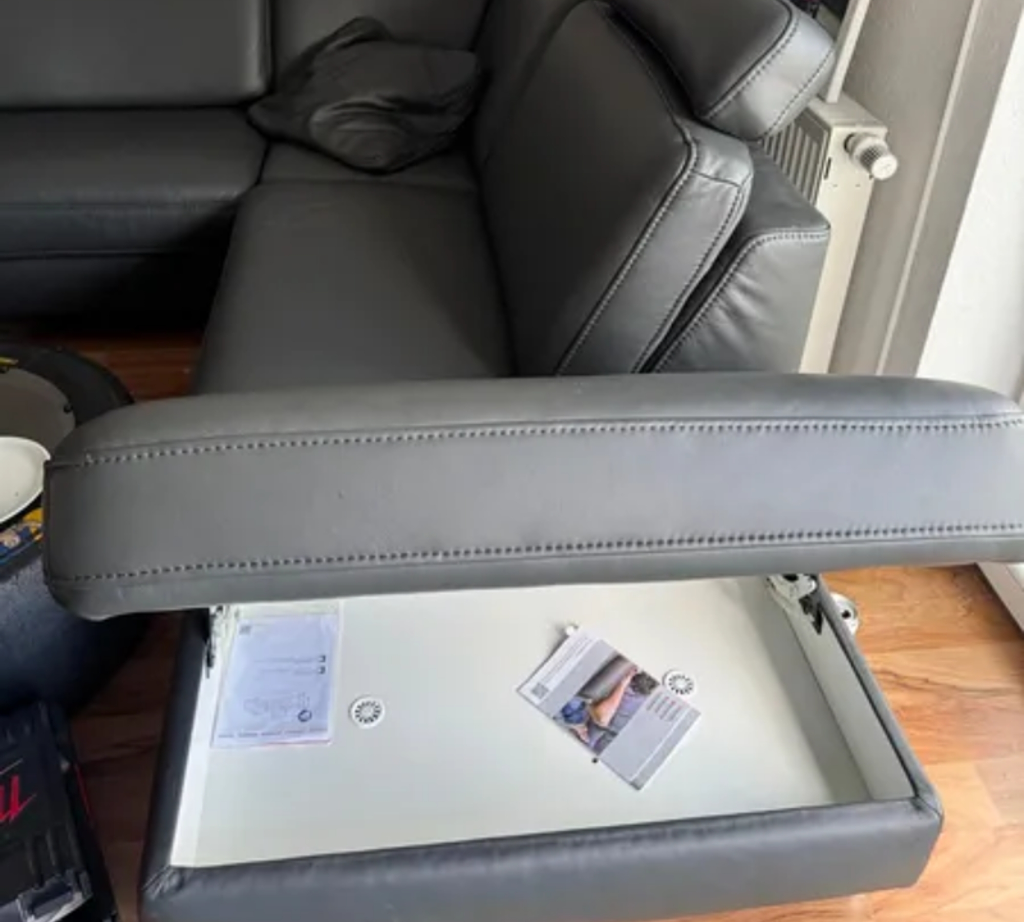 Ecksofa Leder Schwarz