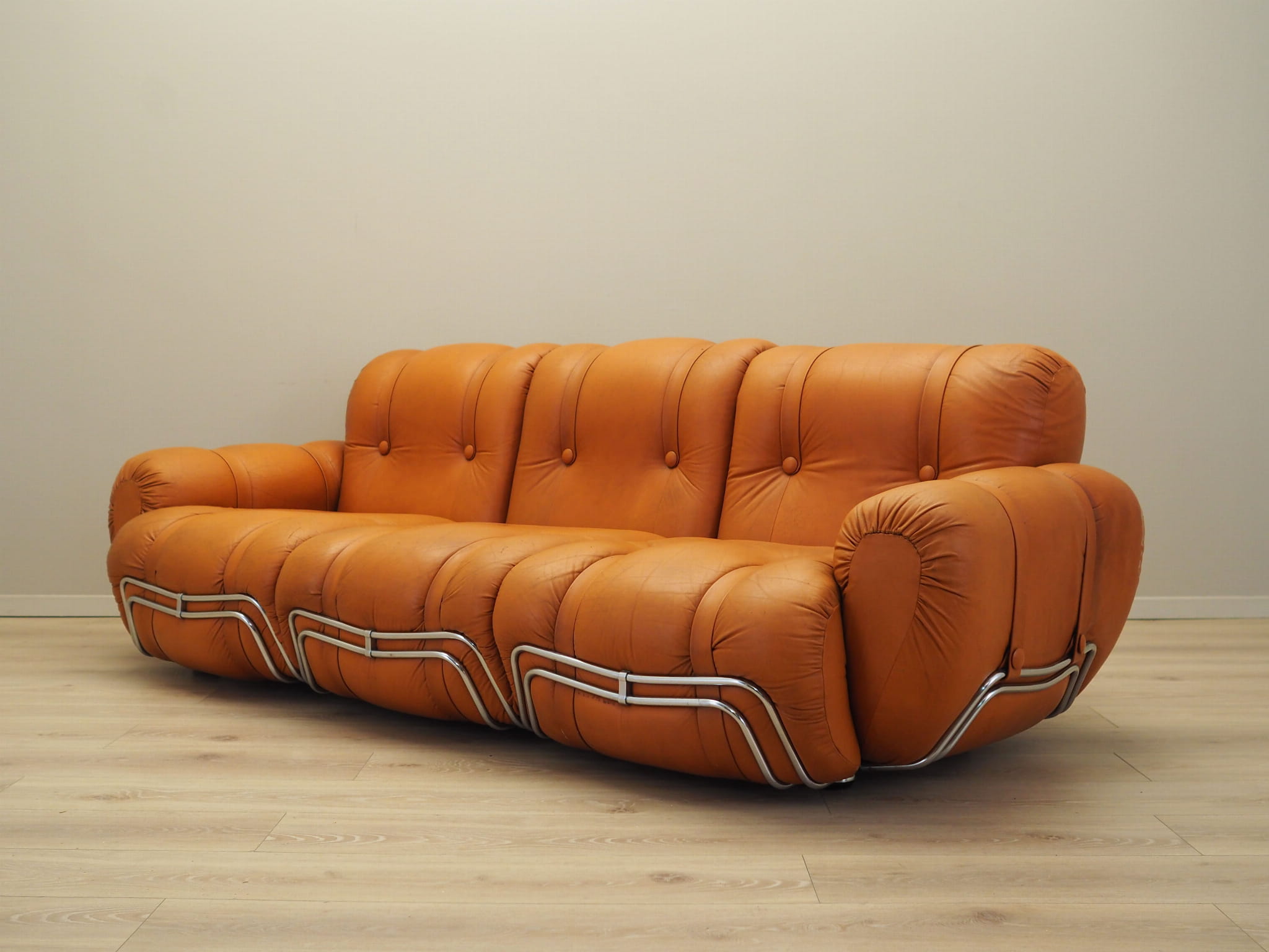 Space Age 3-Sitzer Sofa Orange 1960er Jahre