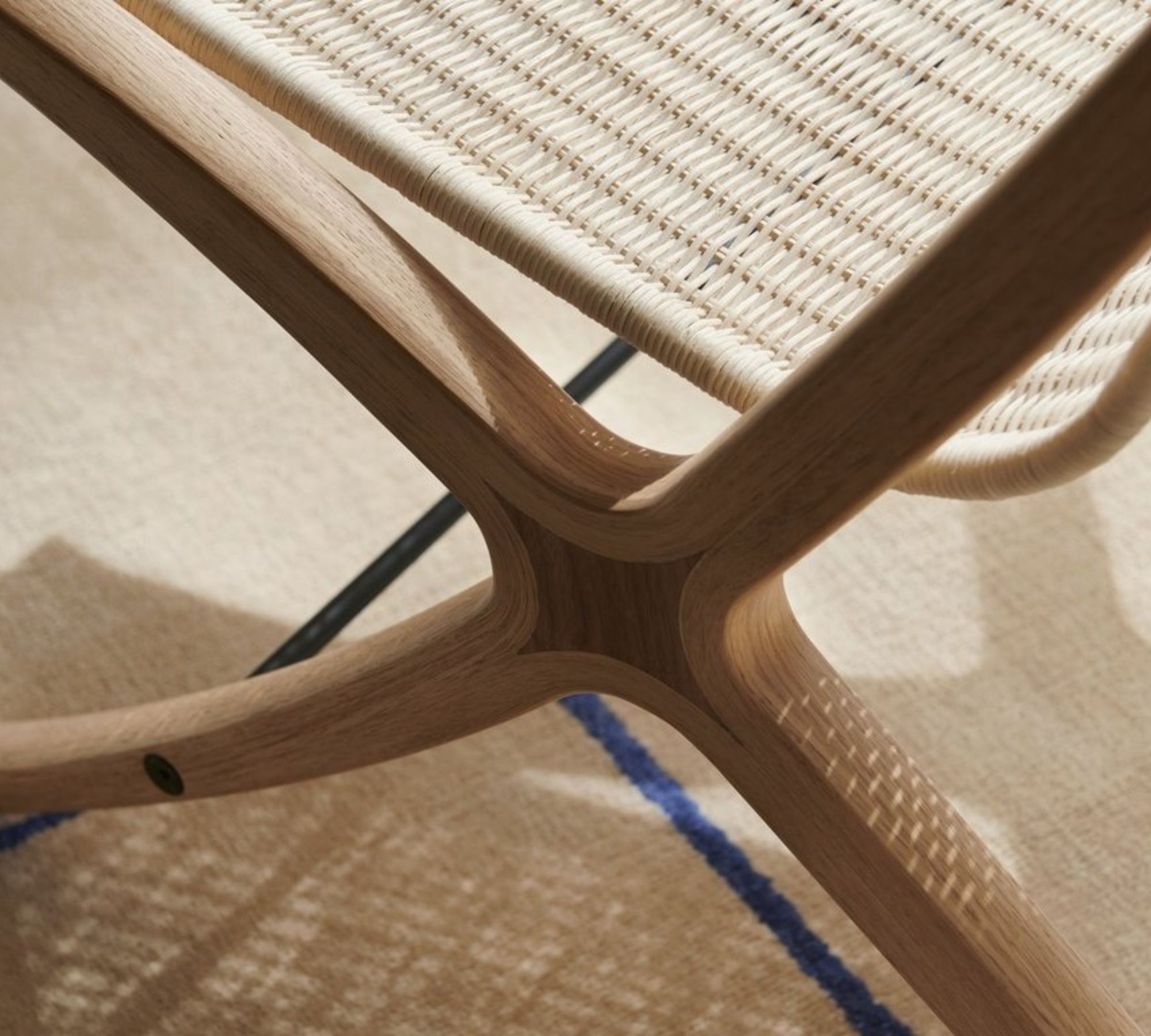 X HM10 Loungesessel Holz Rattan Creme