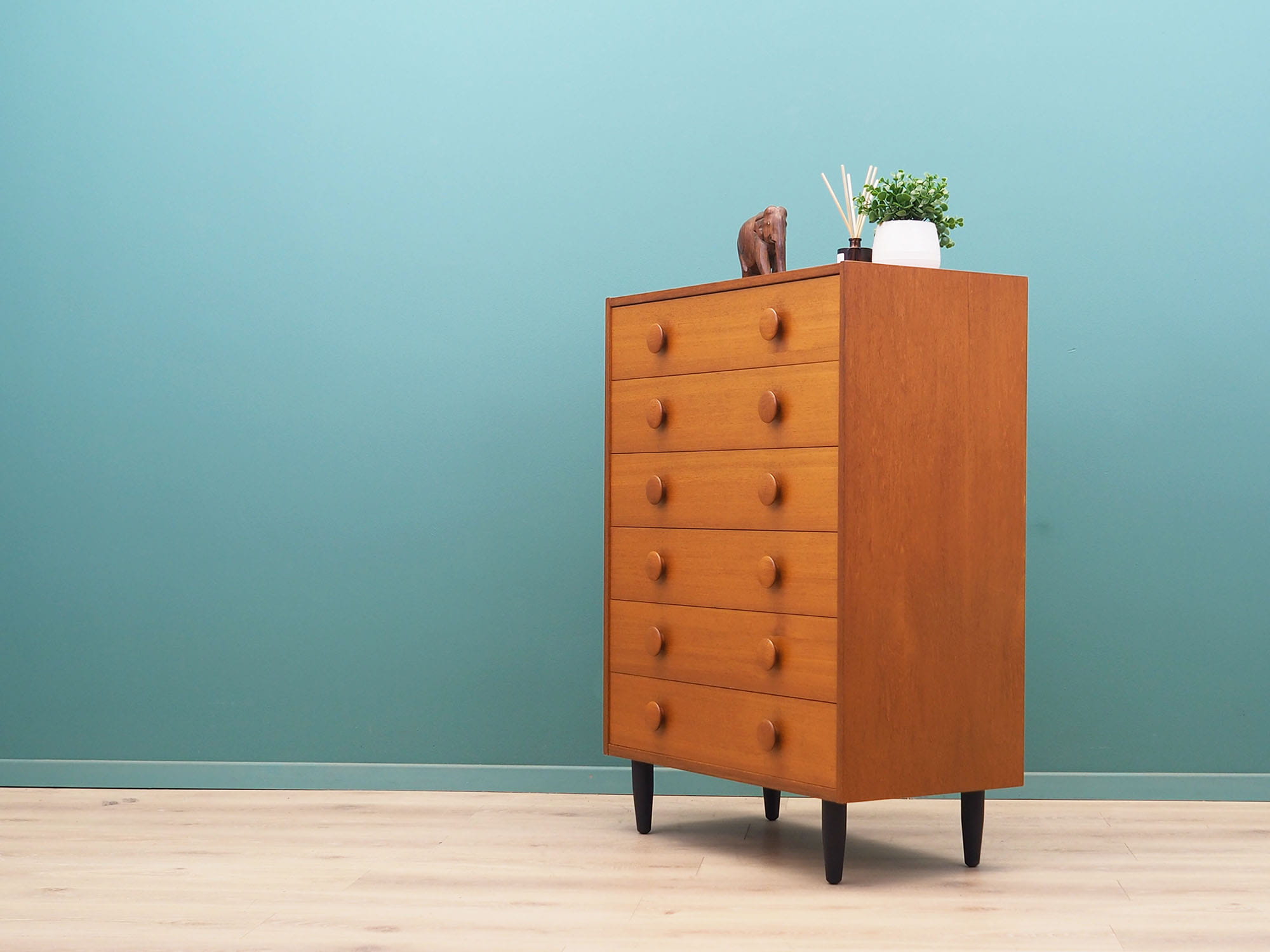 Vintage chest of drawers Teak wood Brown 1960s
