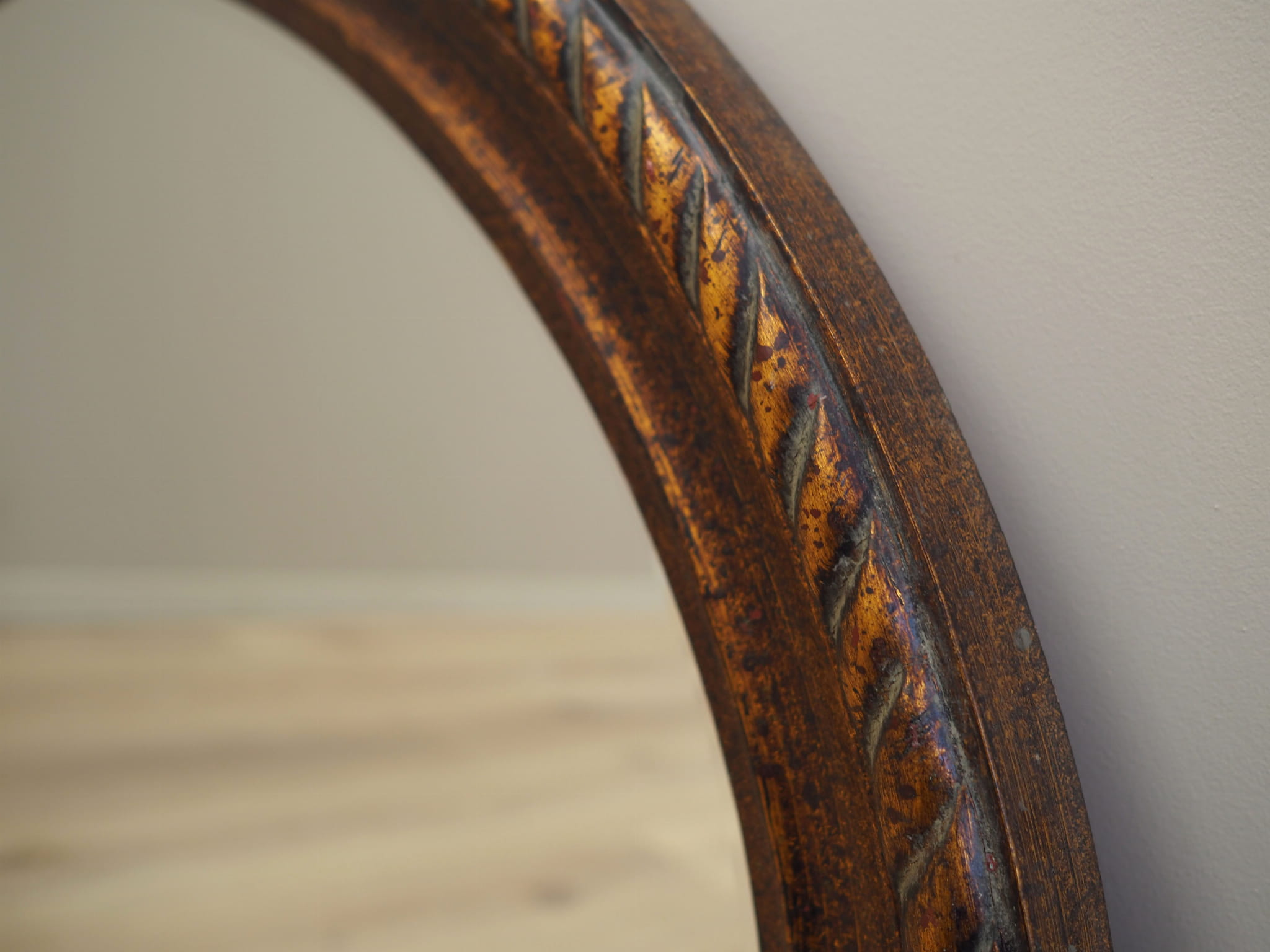 Vintage mirror wooden frame brown 1960s