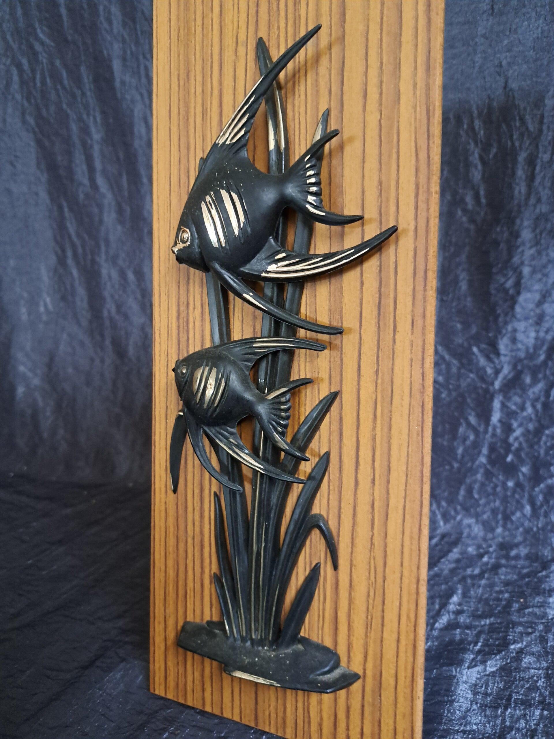 Vintage Wanddekoration Holz Kunststoff Schwarz 1960er Jahre