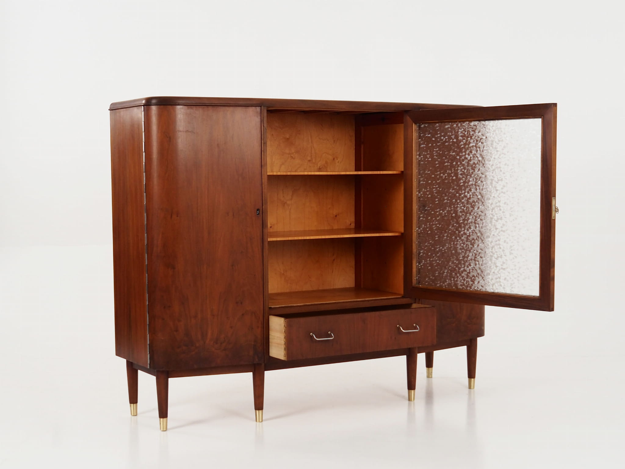 Highboard Walnussholz Braun 1960er Jahre