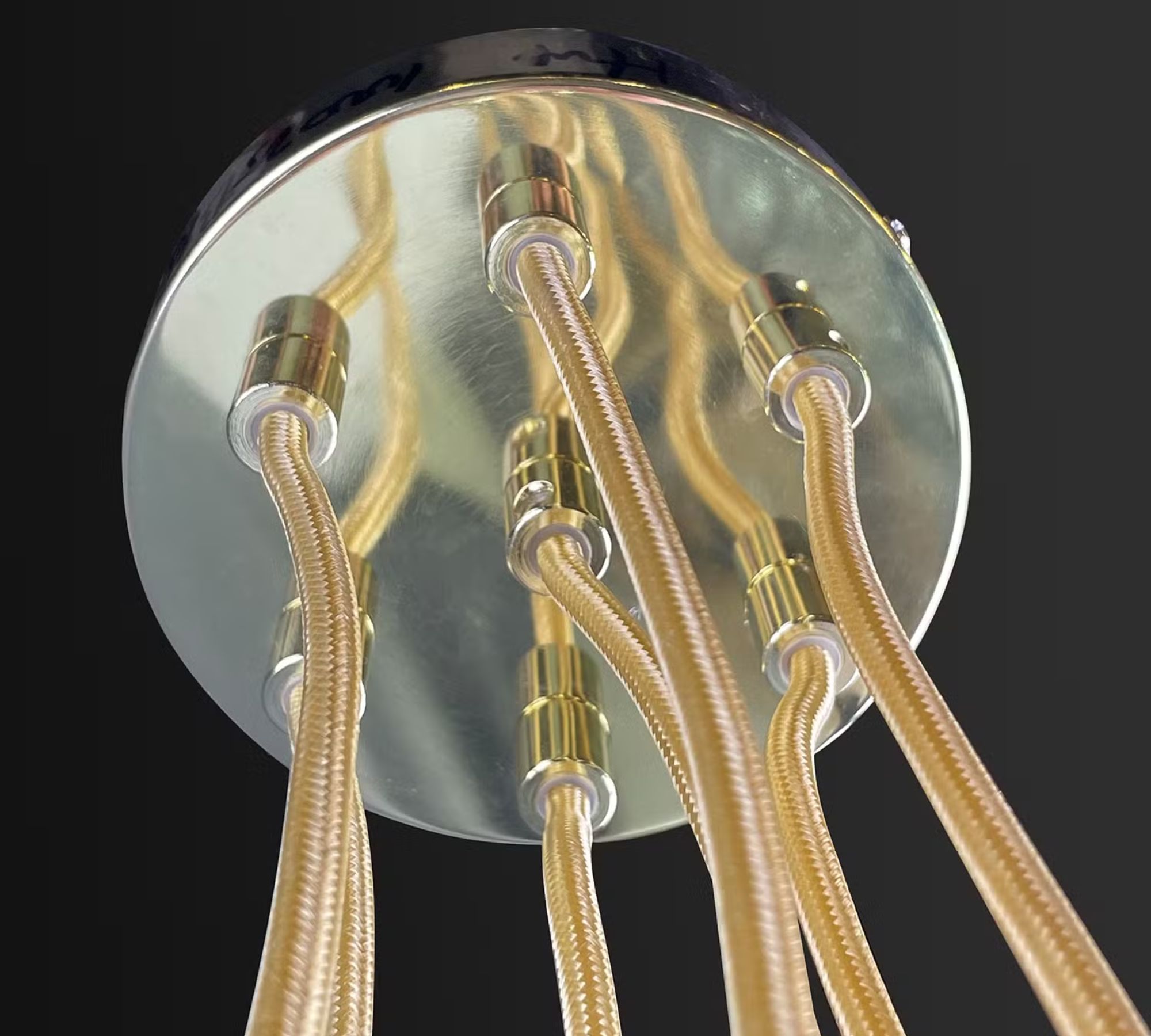 Pendant lamp 7-light glass metal gold