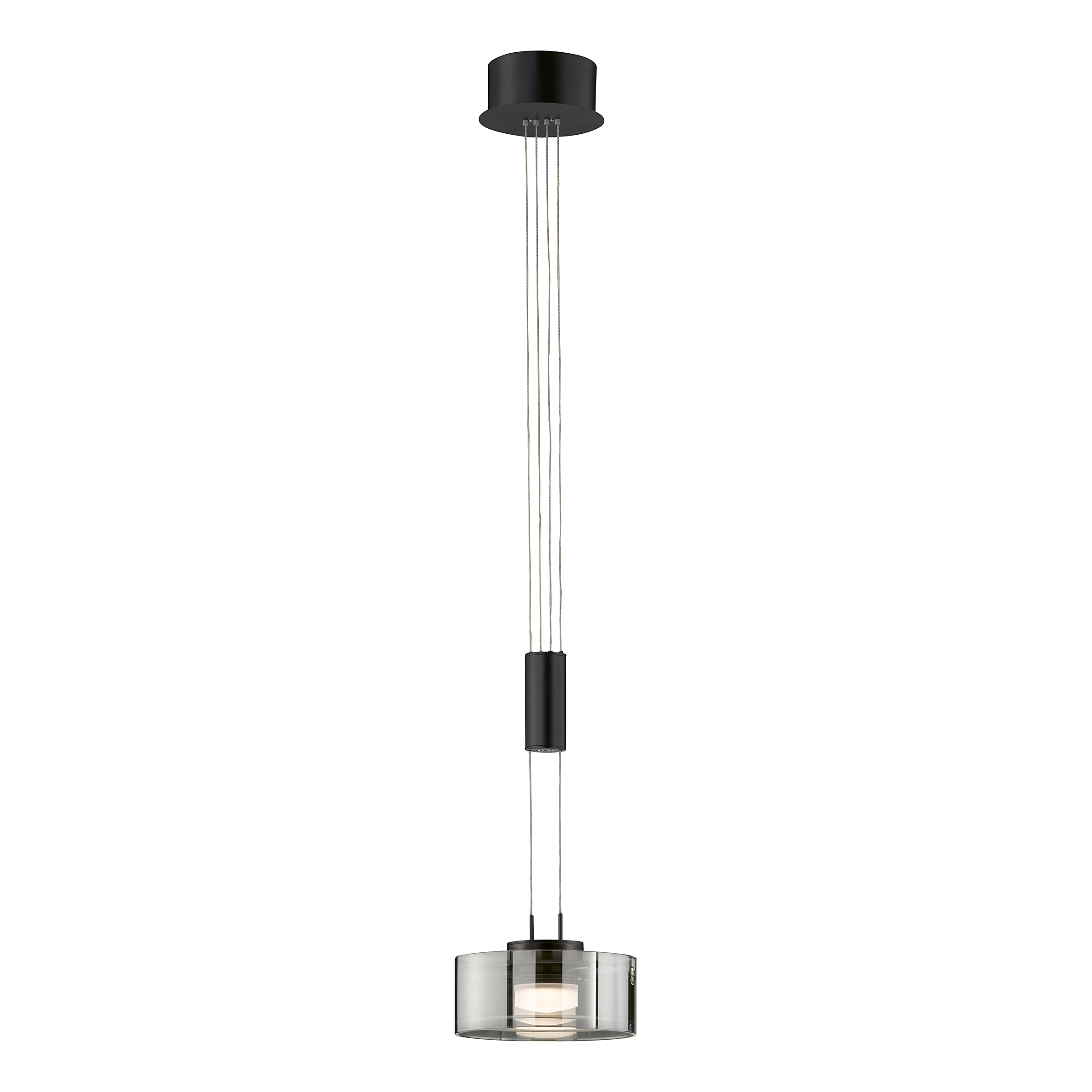 LED-Pendelleuchte Lavin Eisen Rauchglas Schwarz
