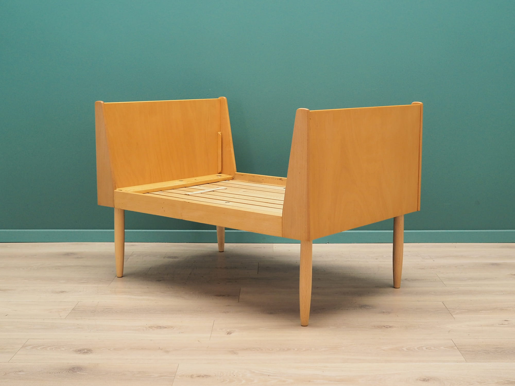 Vintage Bettrahmen Eschenholz Beige 1960er Jahre
