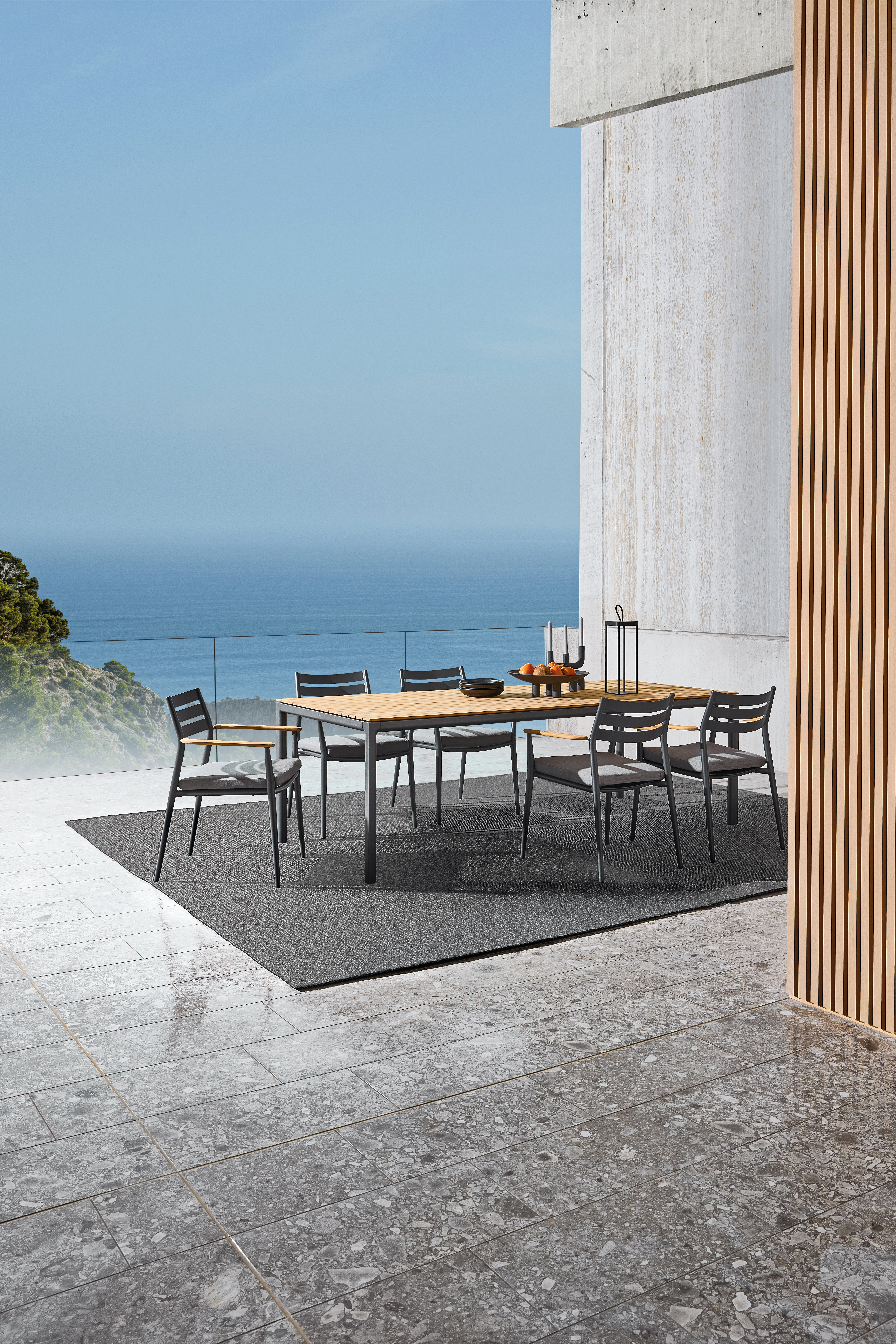 Soft Tisch Aluminium Teak-Platte Anthrazit