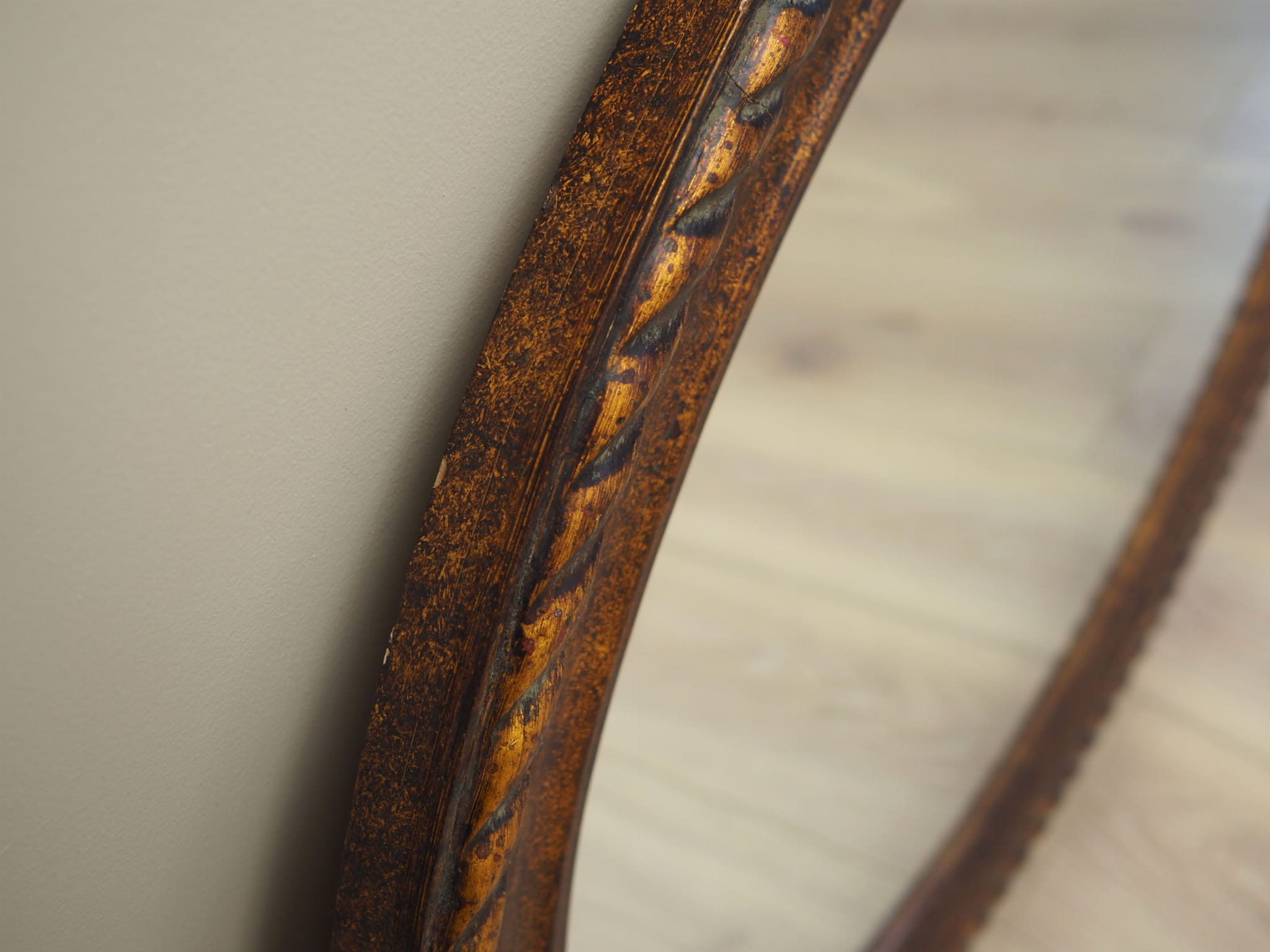 Specchio vintage cornice in legno marrone anni '60