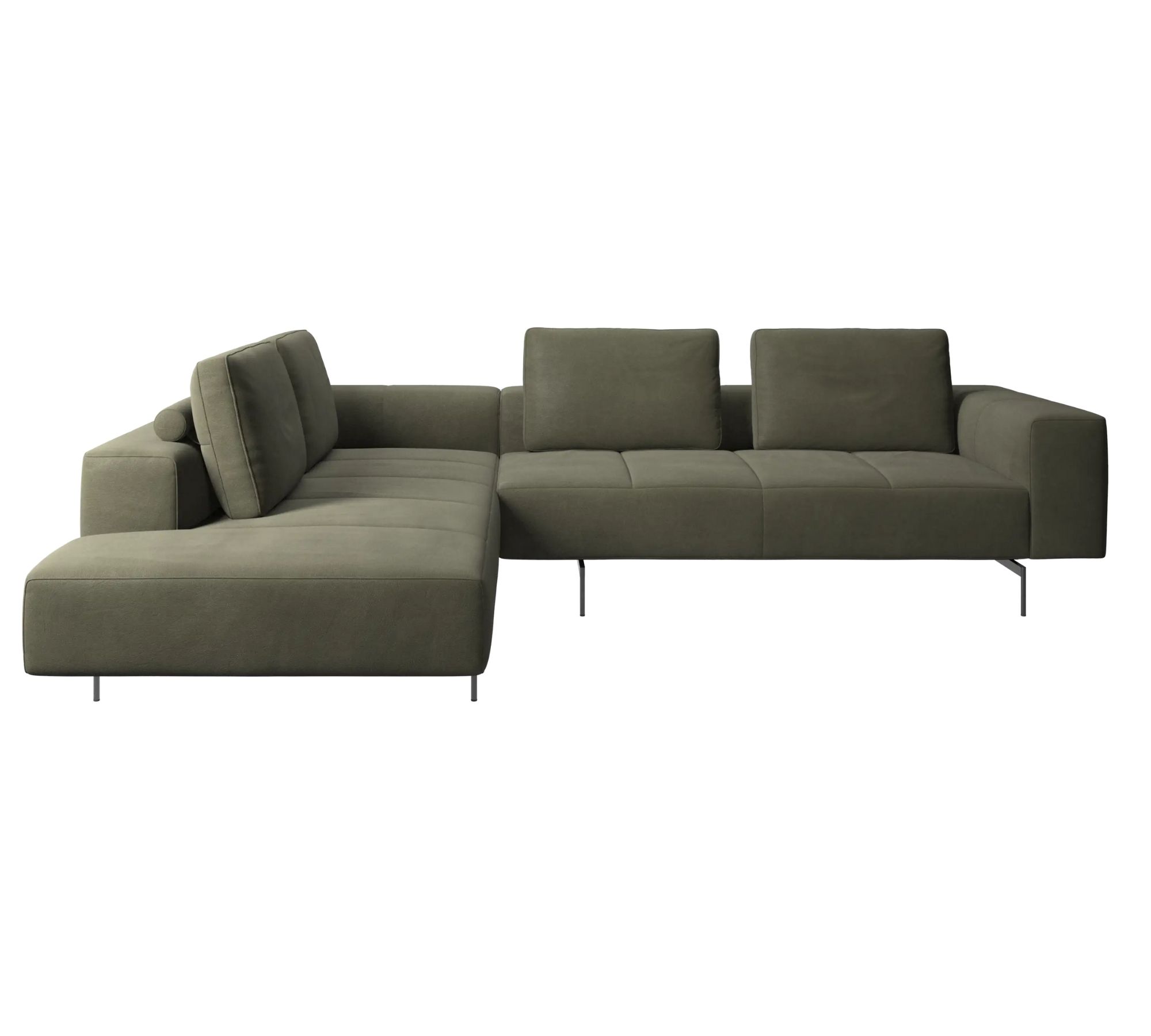 Amsterdam Ecksofa mit Loungemodul York-Leder Olivgrün