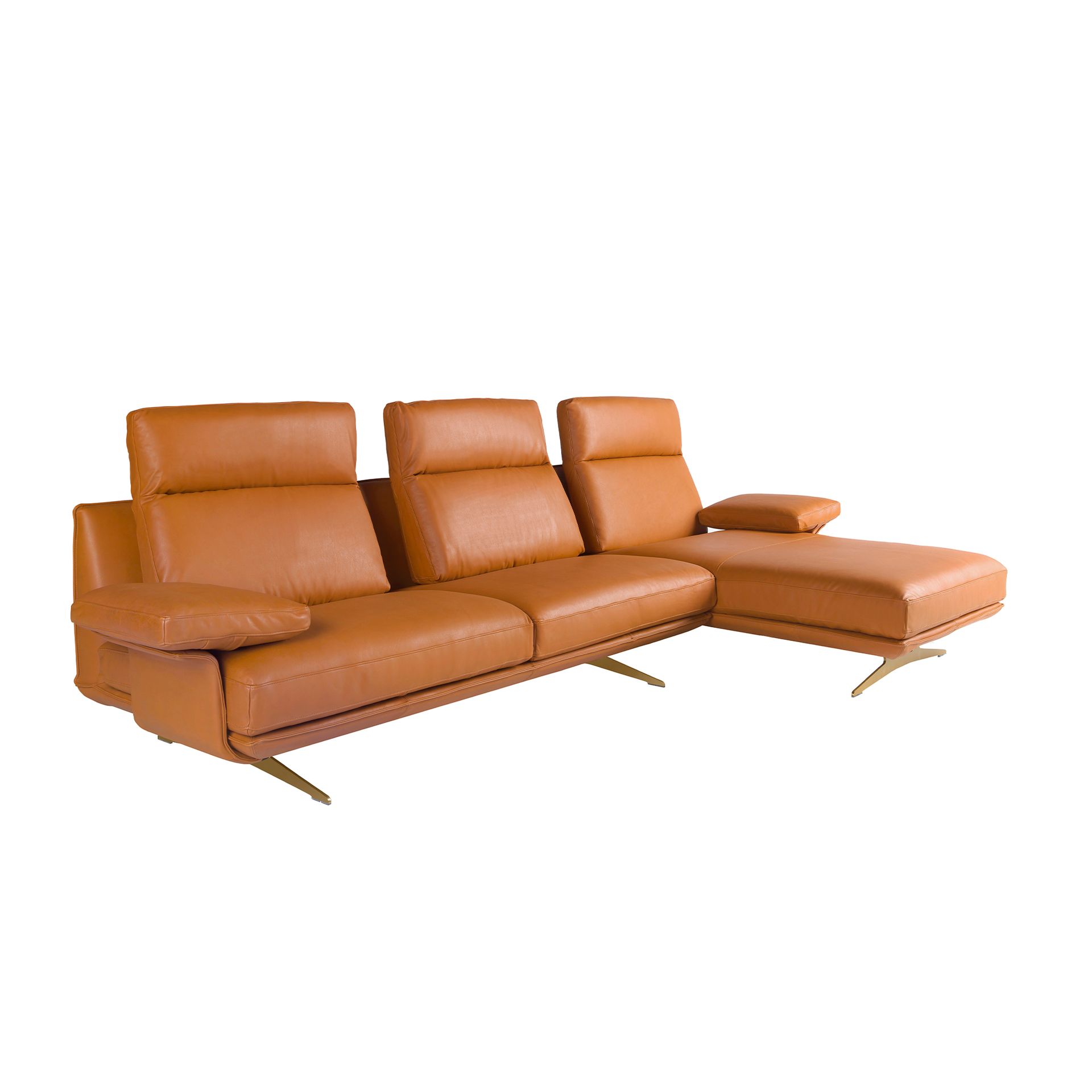 Sofa Récamiere Rechts Leder Terrakotta