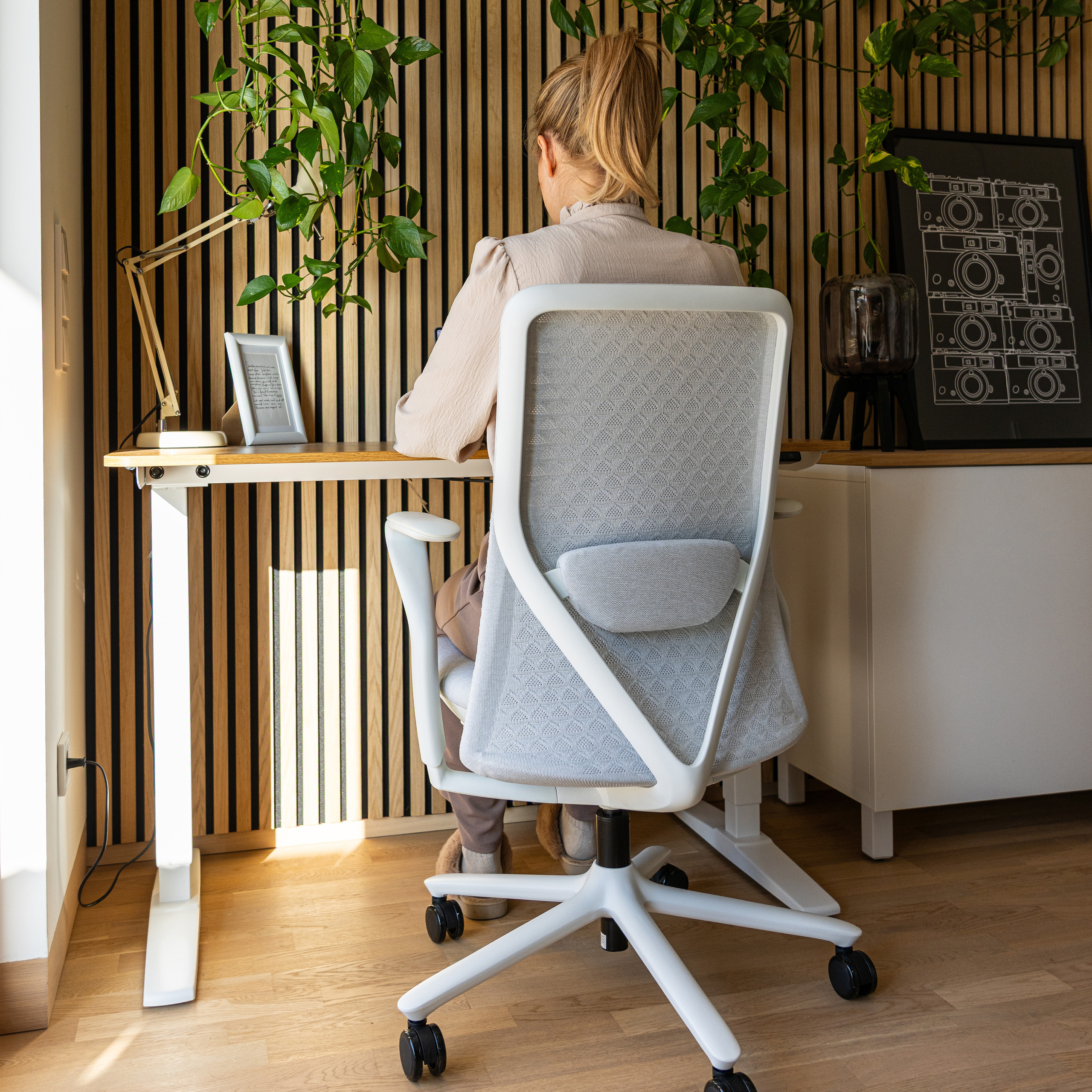 VERVIO Bürostuhl Netzstoff Hellgrau