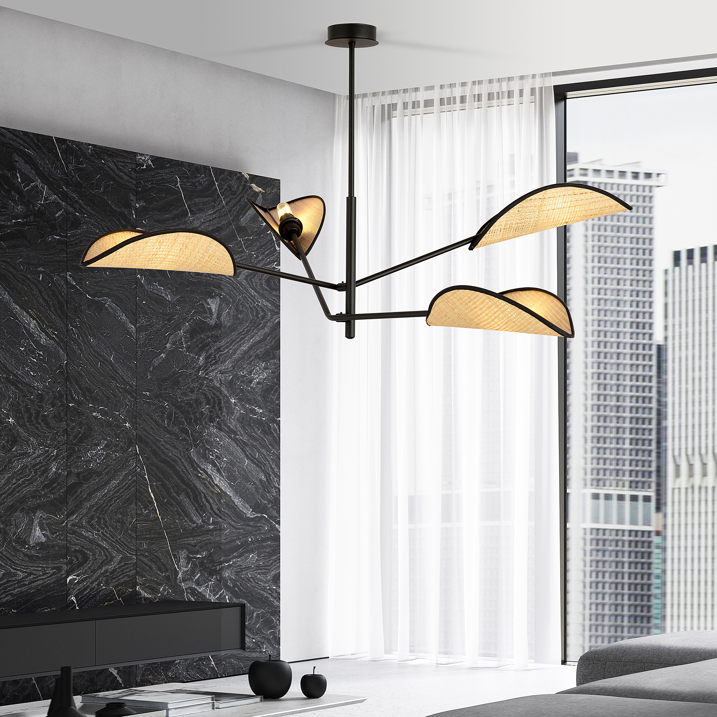 Ceiling light Vene 4-light steel black