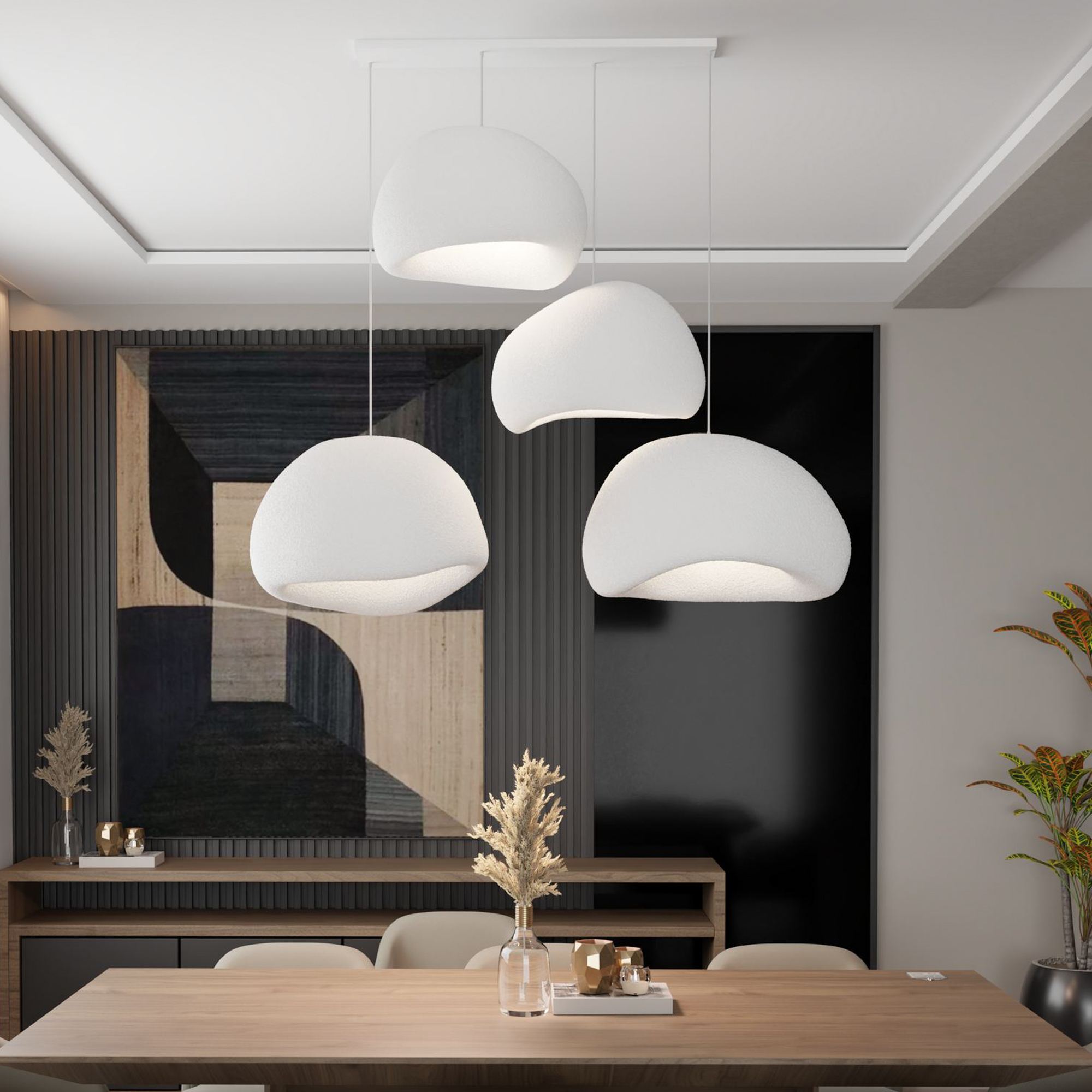 4-Flammig Wabi Sabi Yugen Pendelleuchte Weiß