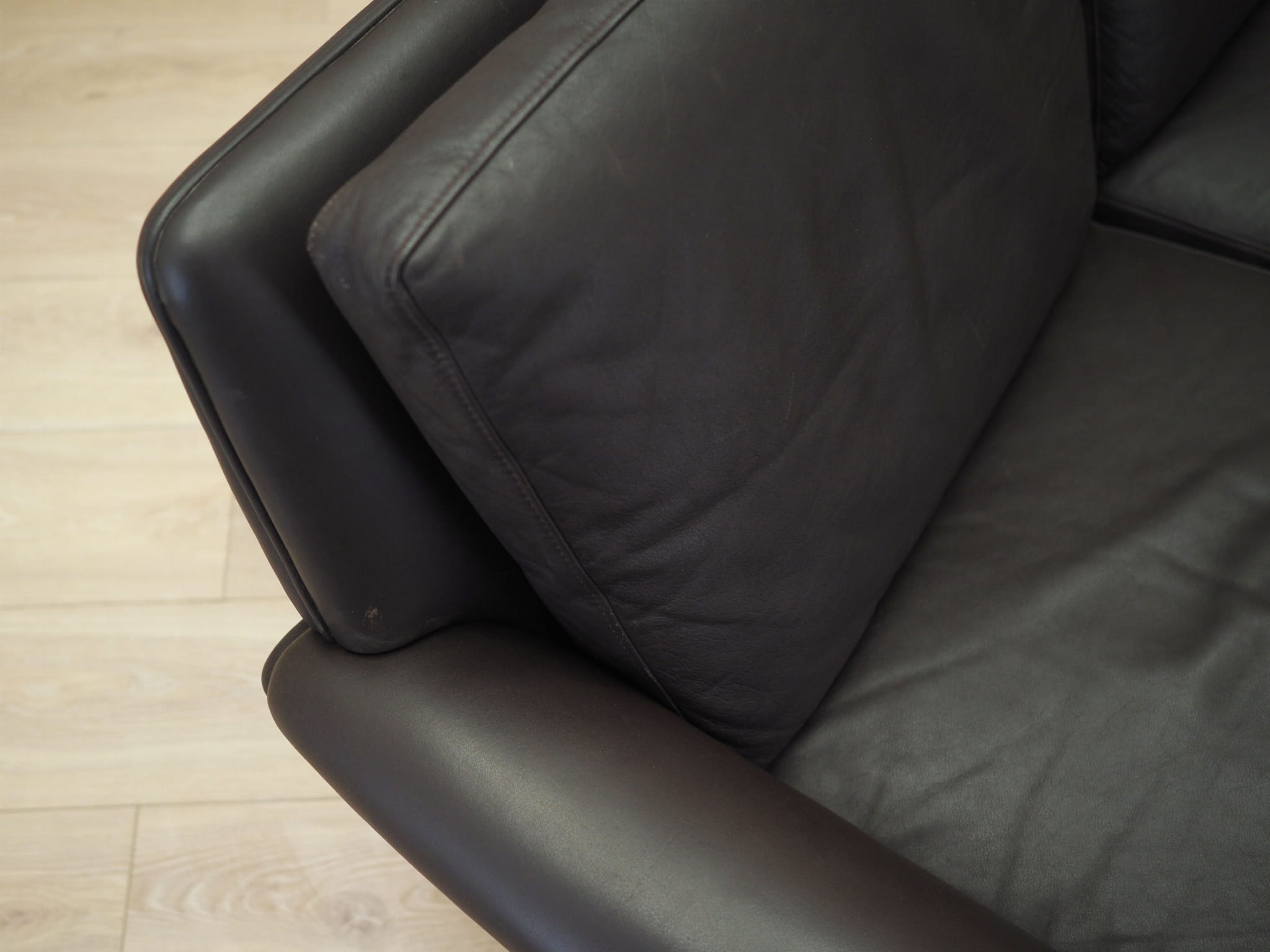 2-seater sofa leather brown 1960s