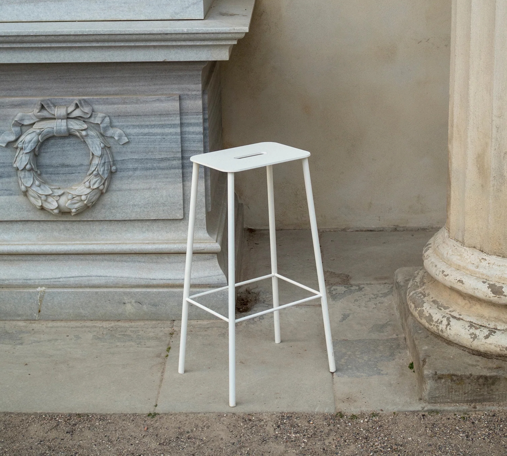 Adam Mono Garden Stool White