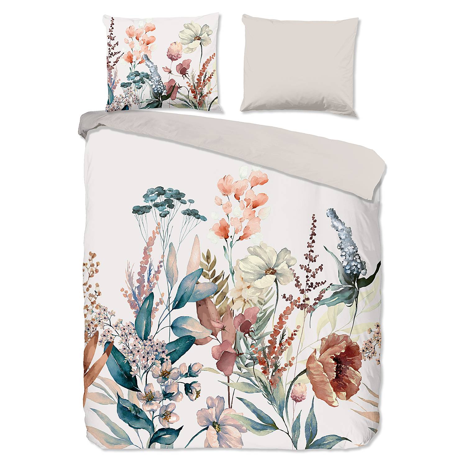 Flannel Bedding Aime Cotton Beige 200x200 Pillow 70x60cm