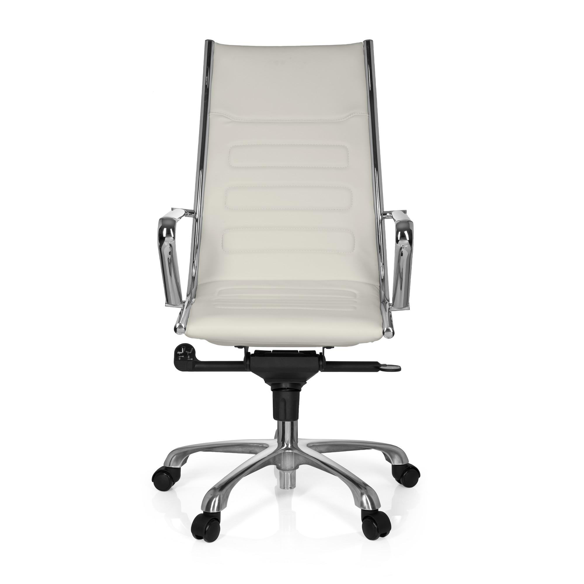 PARIBA III Swivel office chair with casters Faux leather White
