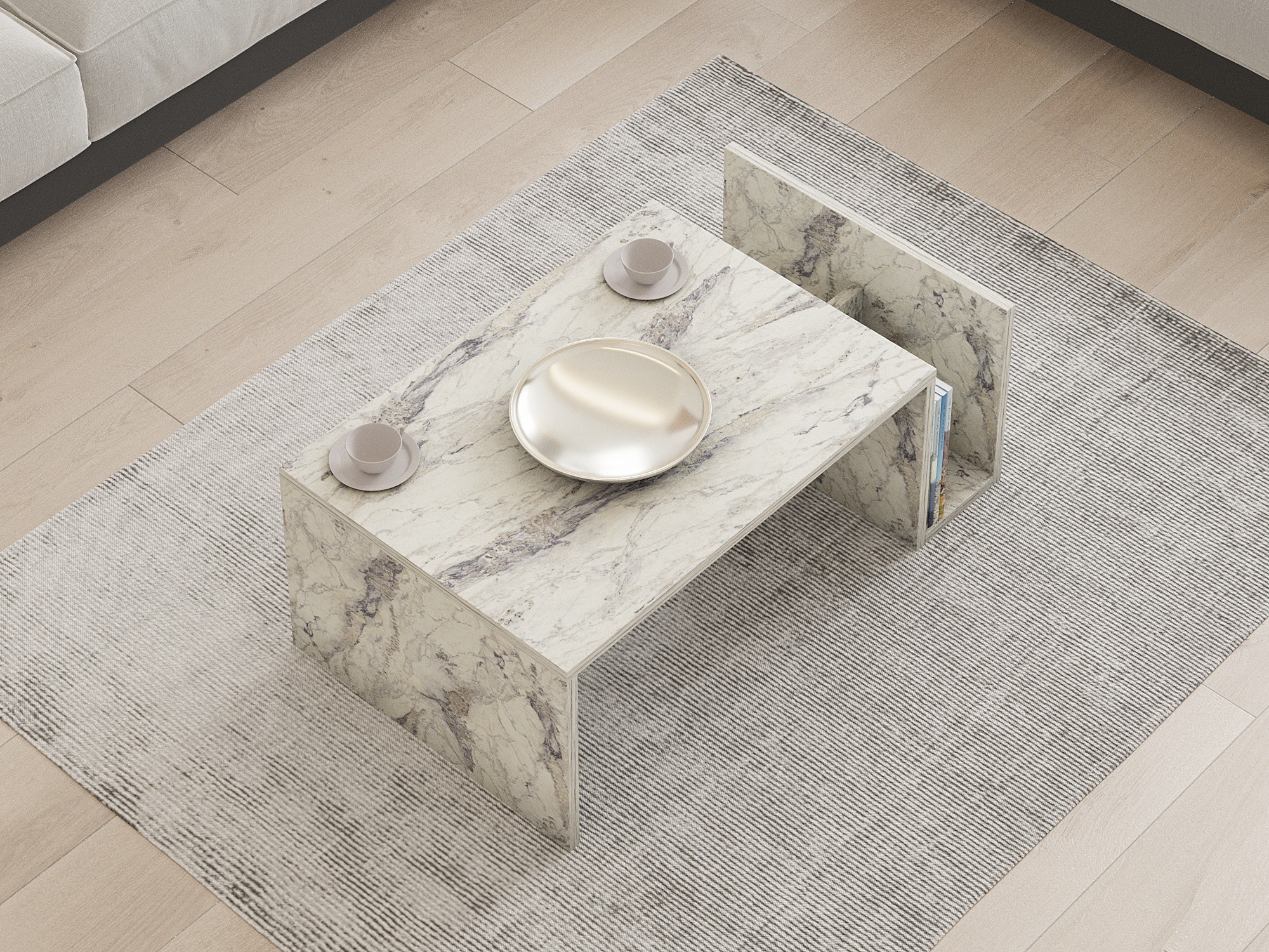 Memo Couchtisch Holz Freesia Marmor