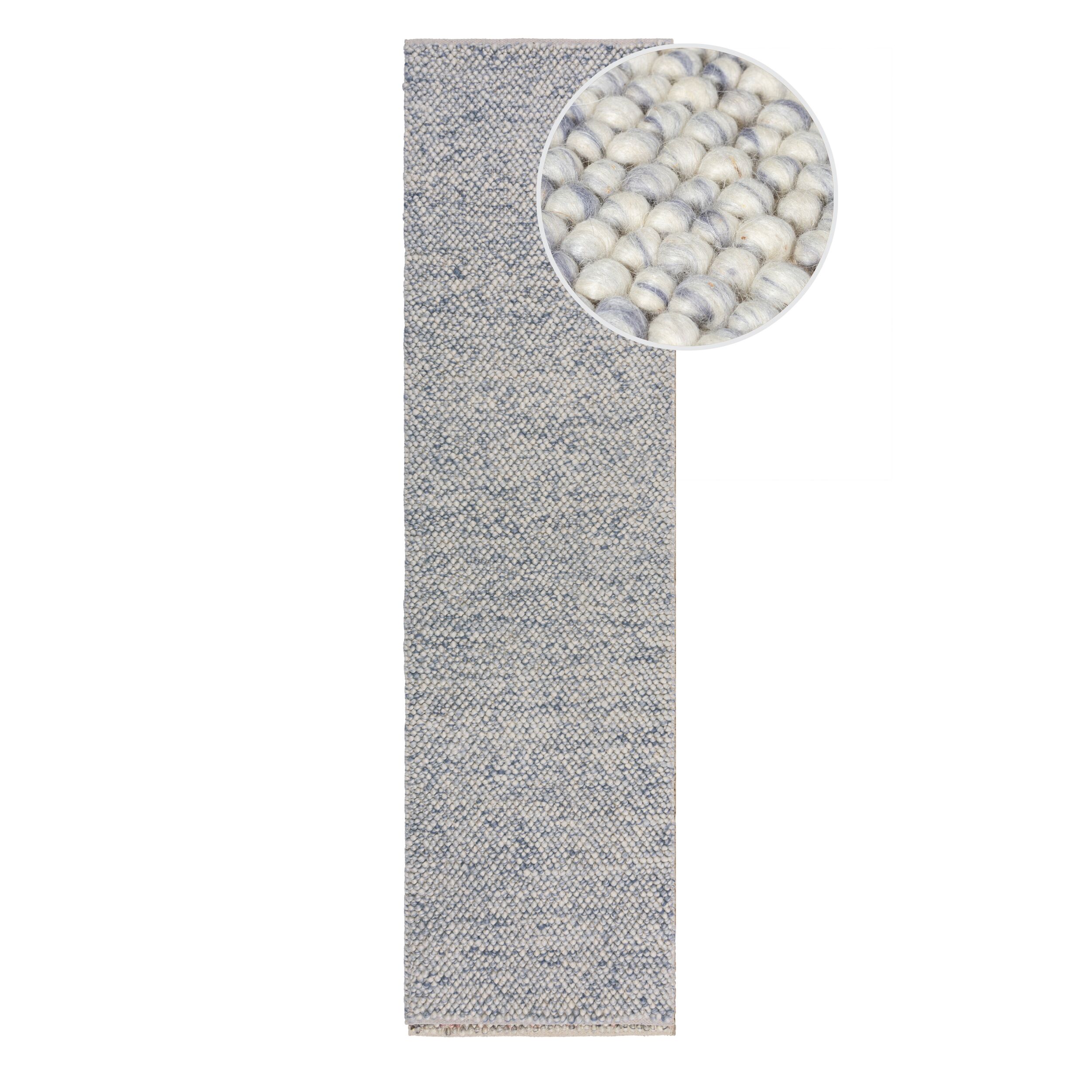Minerals Teppich Wolle Blau 60x230cm