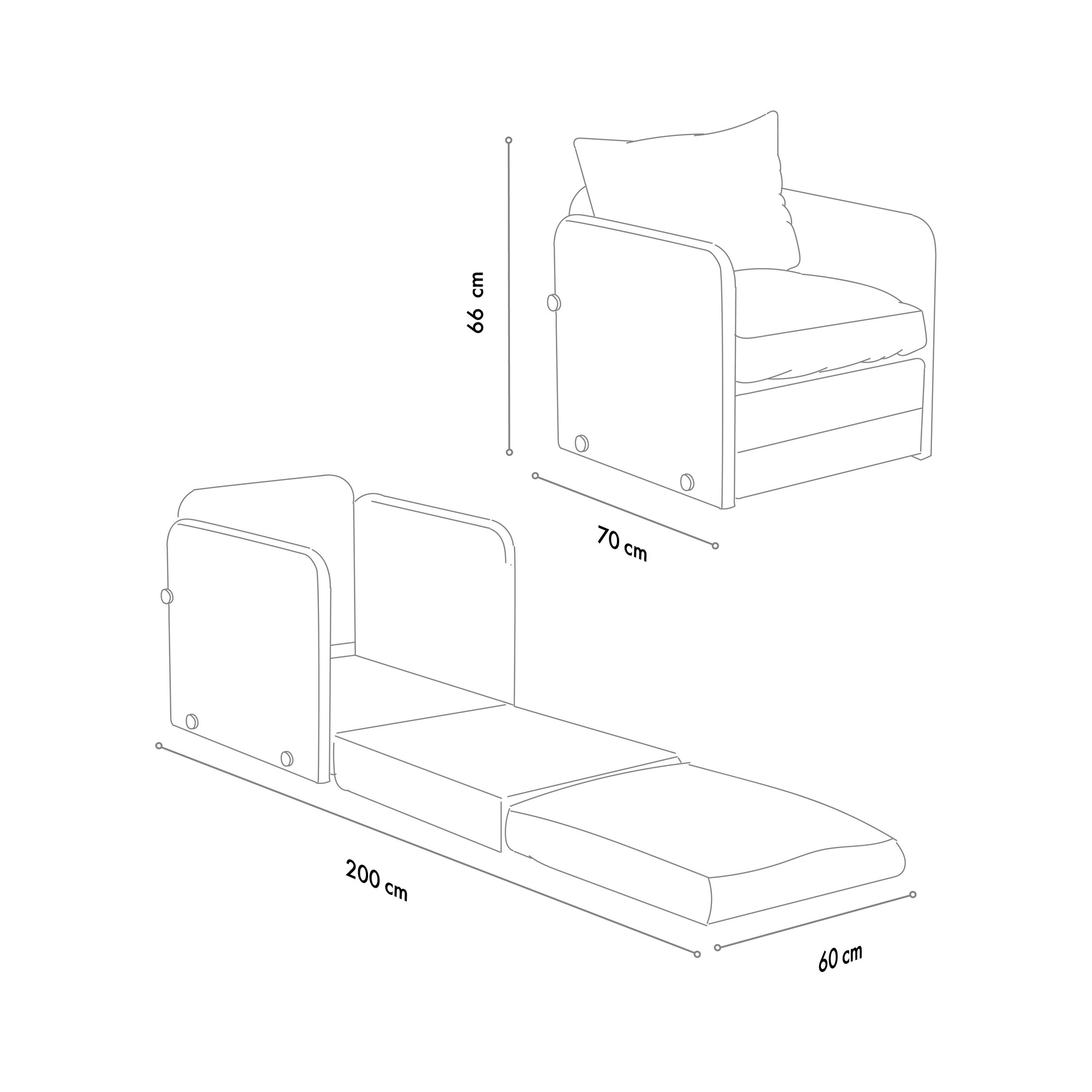 Saga Schlafsofa 1-Sitzer Grau