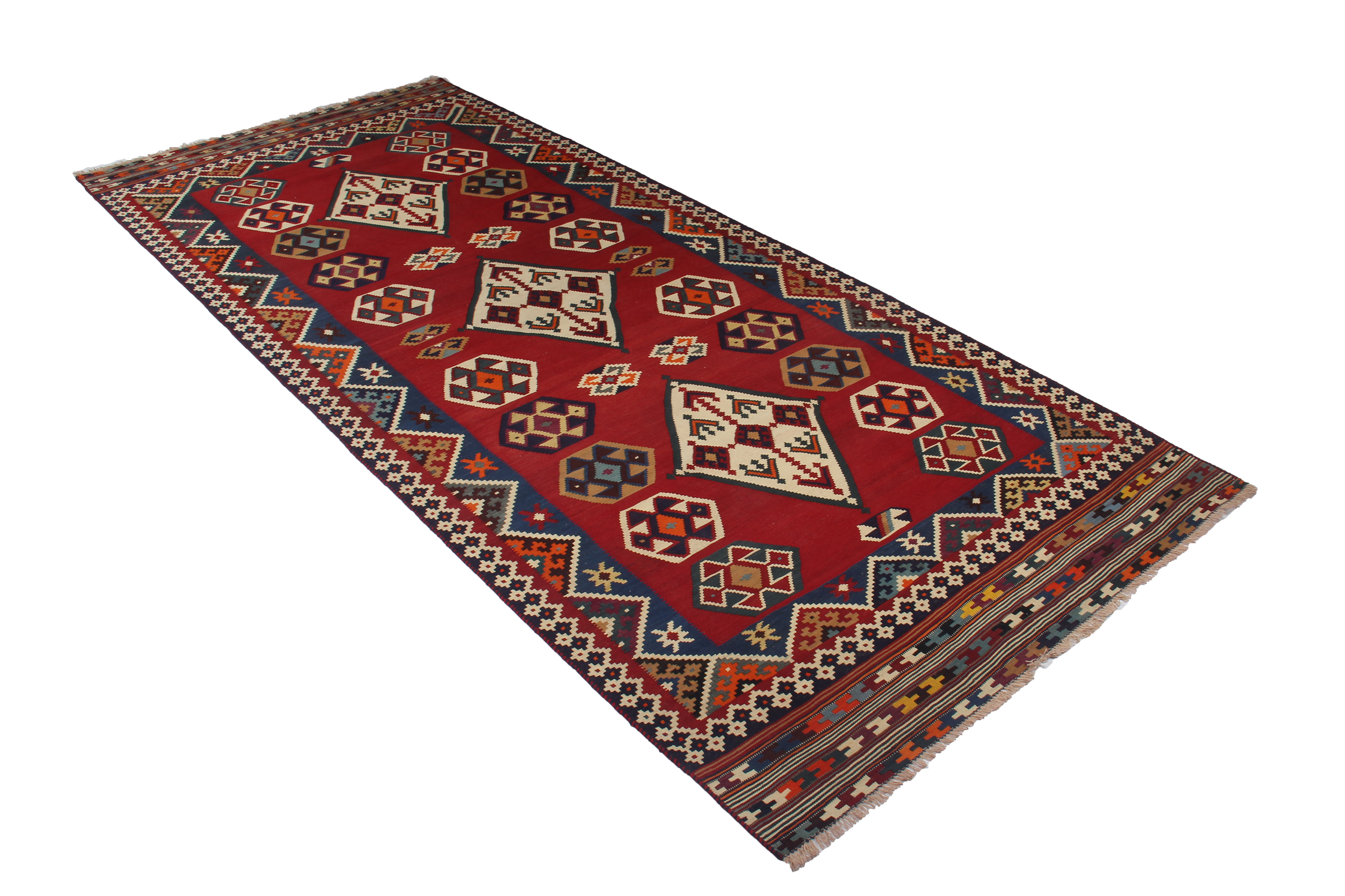 Gashgai Kilim Teppich Rot 322x137cm Wolle Traditionell